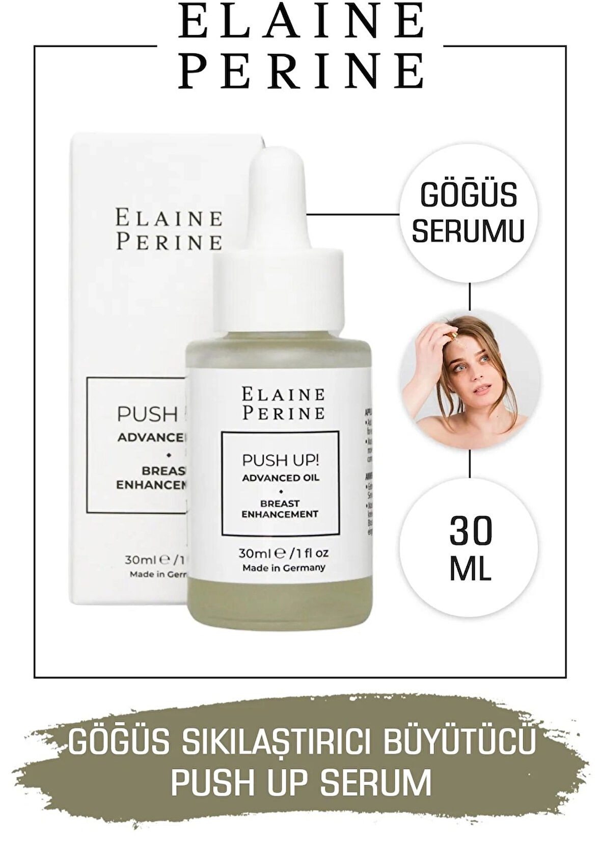Elaine Perine Göğüs Sıkılaştırıcı Dikleştirici Serum Dekolte Bölgesi Dolgunlaştırıcı Cilt Serumu 30ML