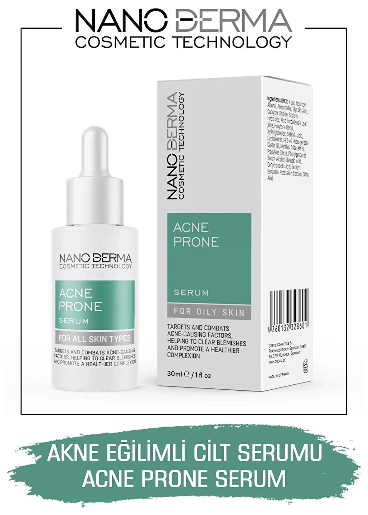 Nanoderma Akne Eğilimli Cilt Serum Sivilce Akne Karşıtı Gözenek Sıkılaştırıcı Arındırıcı Acne Prone Serum 30ML