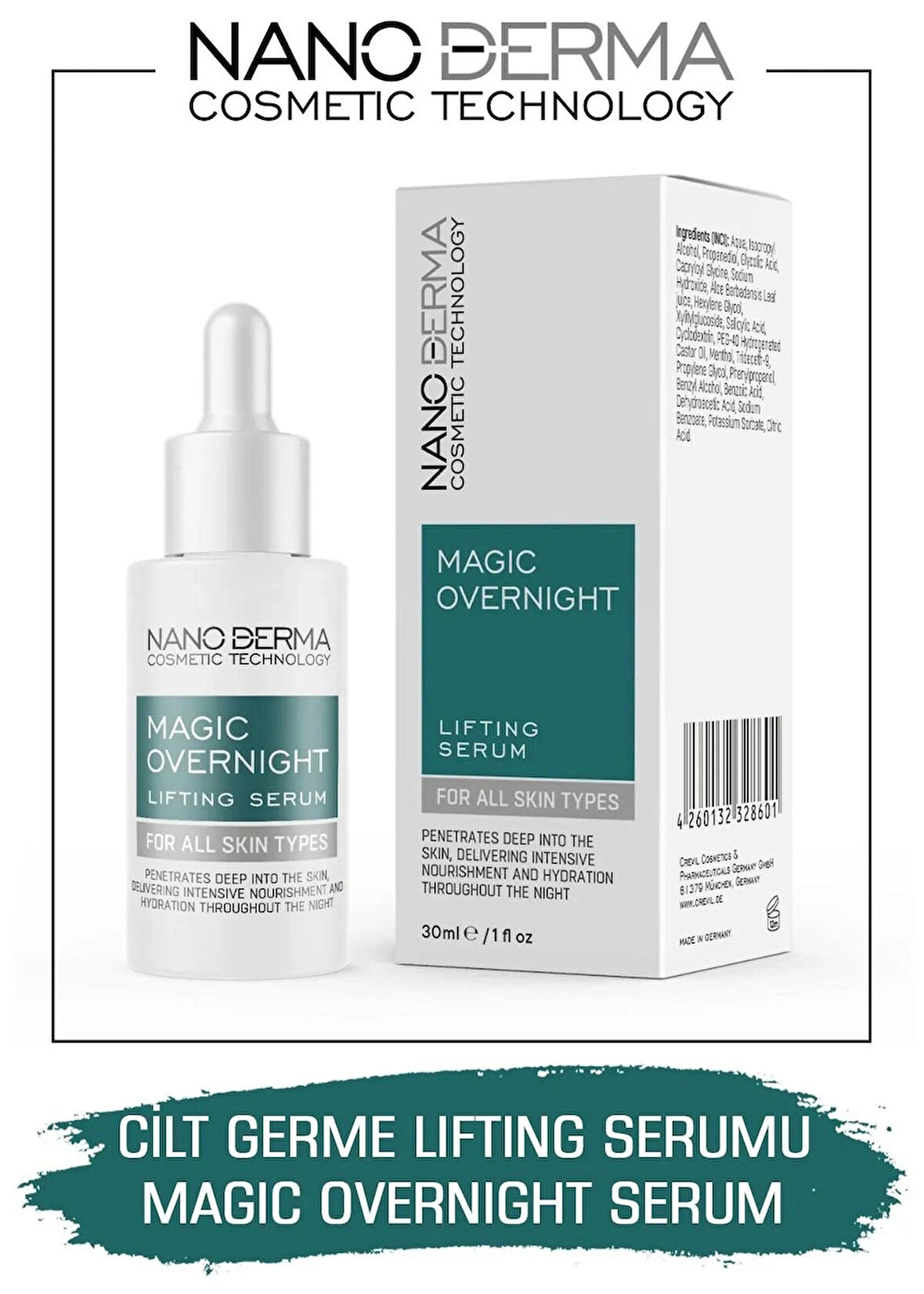 Nanoderma Gece Boyu Etkili Lifting Serumu Cilt Germe Sıkılaştırıcı Yaşlanma Karşıtı Magic Overnight Serum 30ML