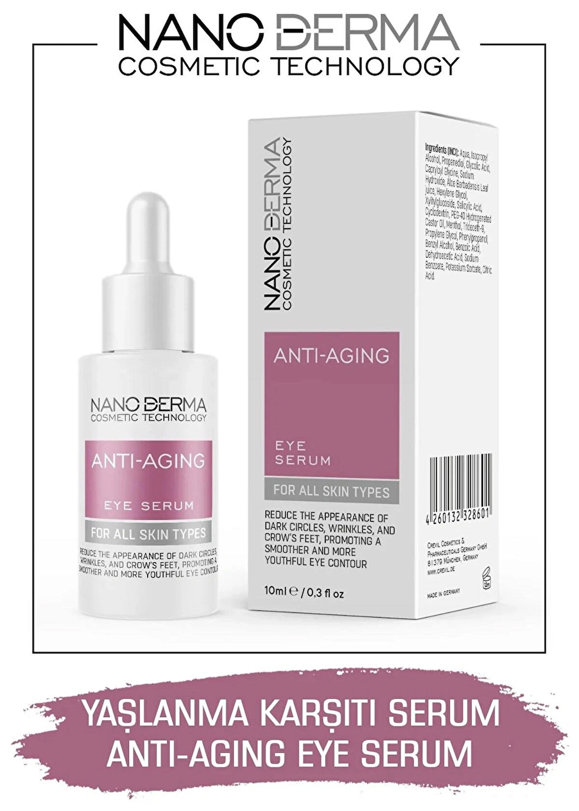 Nanoderma Yaşlanma Karşıtı Serum Göz Çevresi Göz Altı Serumu Kırışıklık Kaz Ayakları Anti-Aging Eye Serum 10ML