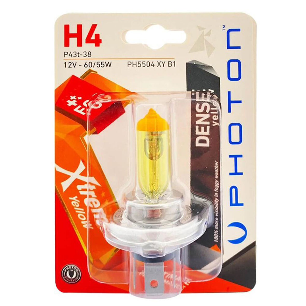 Photon H4 12V 60/55W EXTREME YELLOW (TEKLİ BLİSTER) PH5504 XY B1