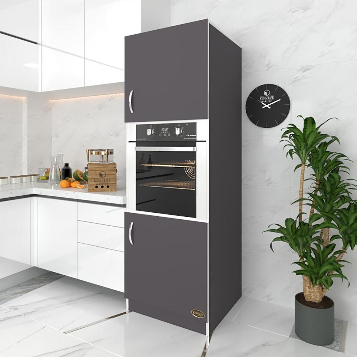 Kenzlife ankastre fırın dolabı bige gri mutfak banyo kiler