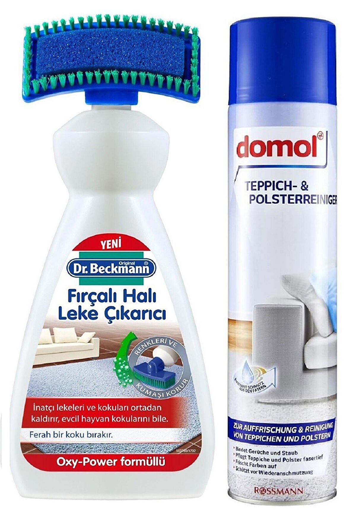 Domol Koltuk Leke Temizleyici Sprey + Dr.Beckmann Fırçalı Halı Leke Çıkarıcı set