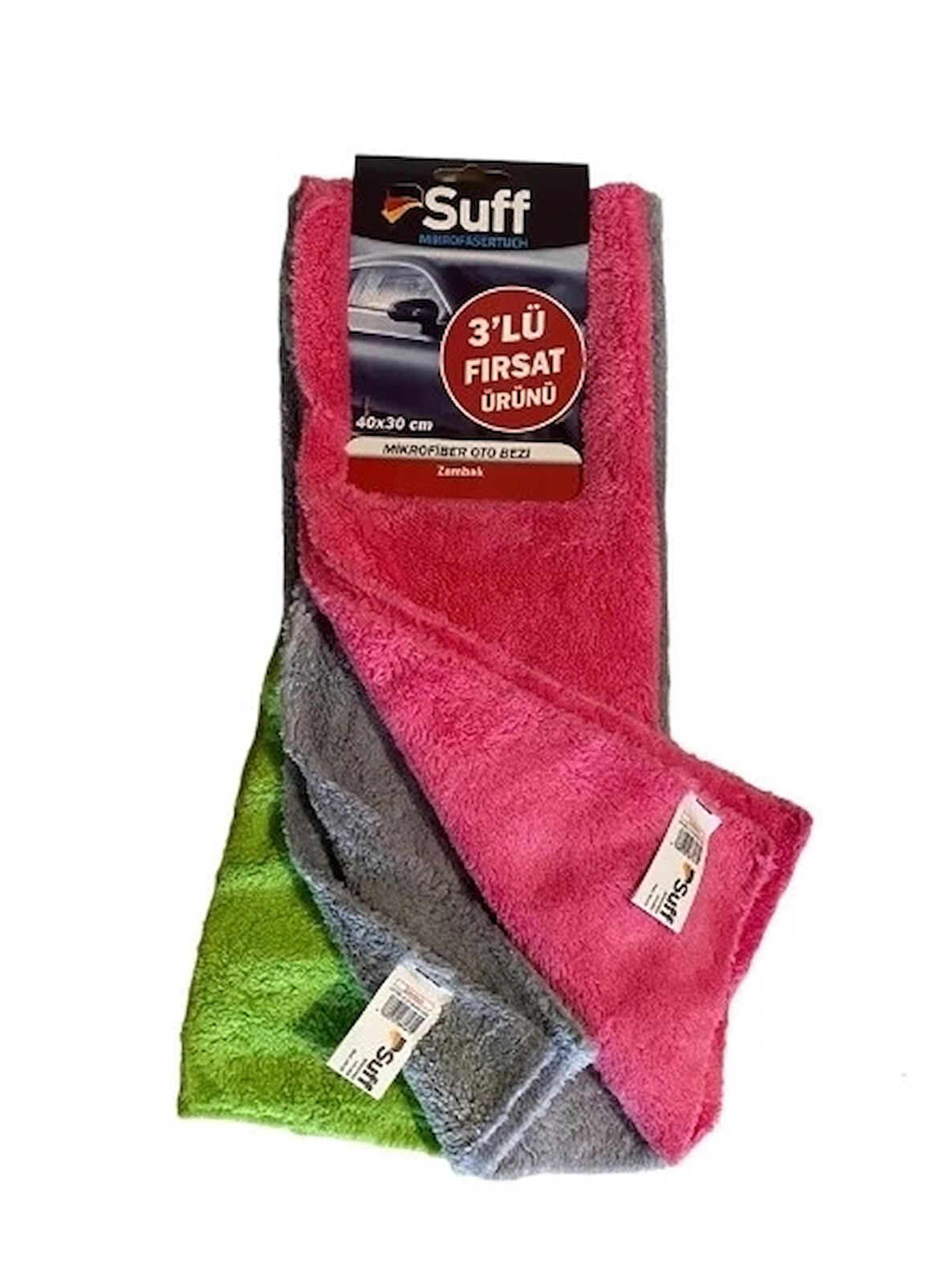 Suff Zambak 3'lü Mikrofiber Bez /Oto Kurulama Bezi (40x30cm)