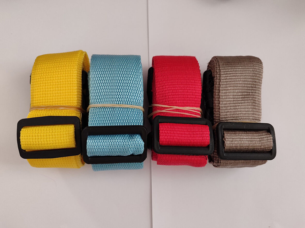 Sarı, Turkuaz, Kırmızı ve Bej Renk Valiz Kemeri 4 Cm toplam 4 Adet