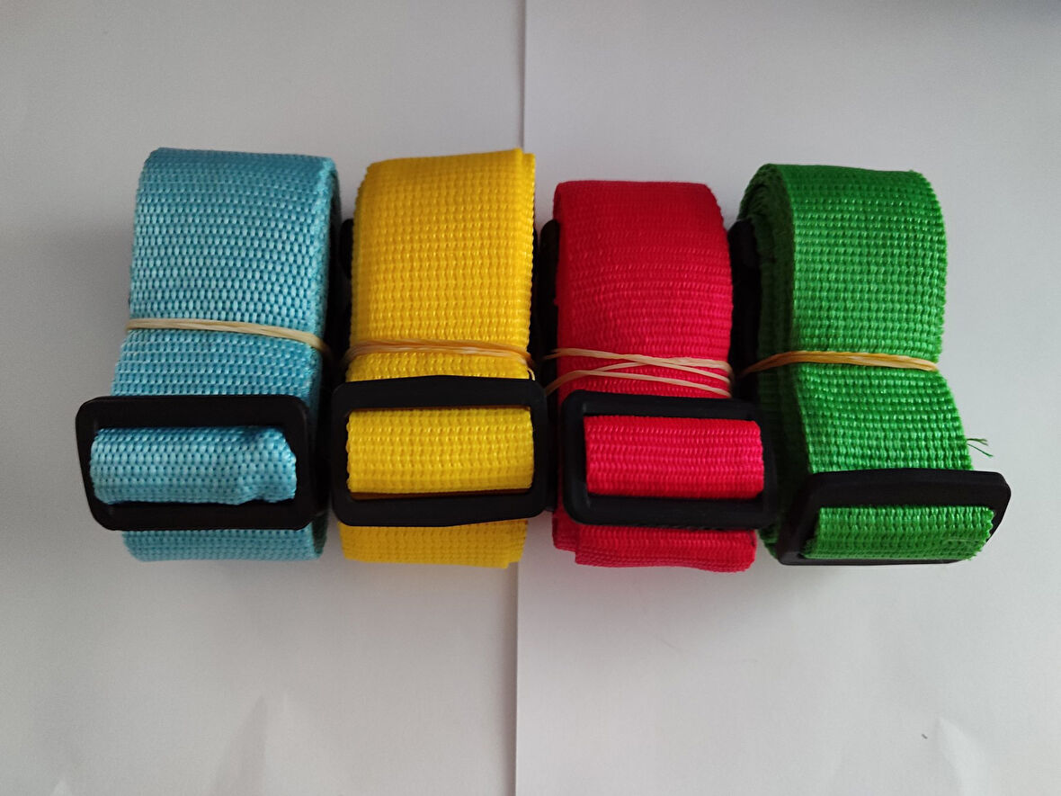 Turkuaz, Sarı, Kırmızı ve Yeşil Renk Valiz Kemeri 4 Cm toplam 4 Adet