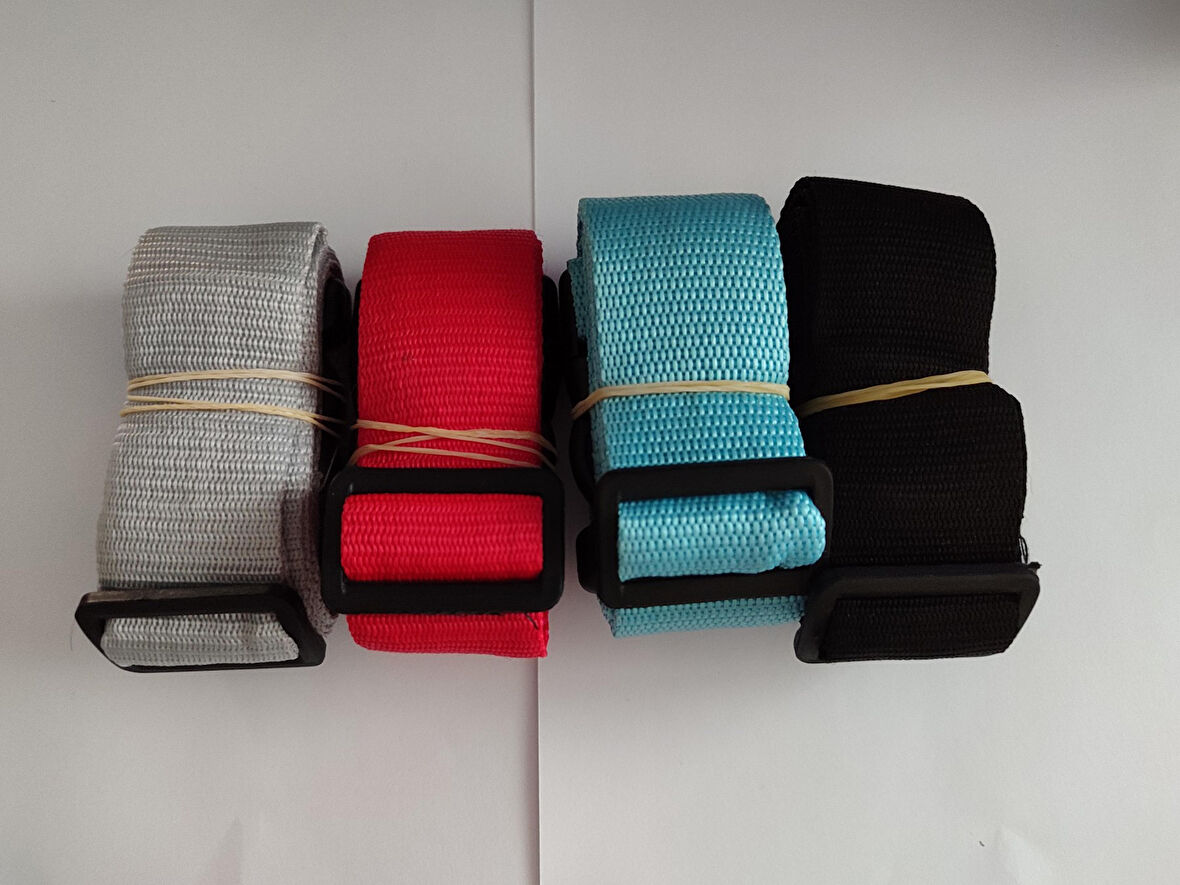 Gri, Kırmızı, Mavi Ve Siyah Renk Valiz Kemeri 4 Cm toplam 4 Adet
