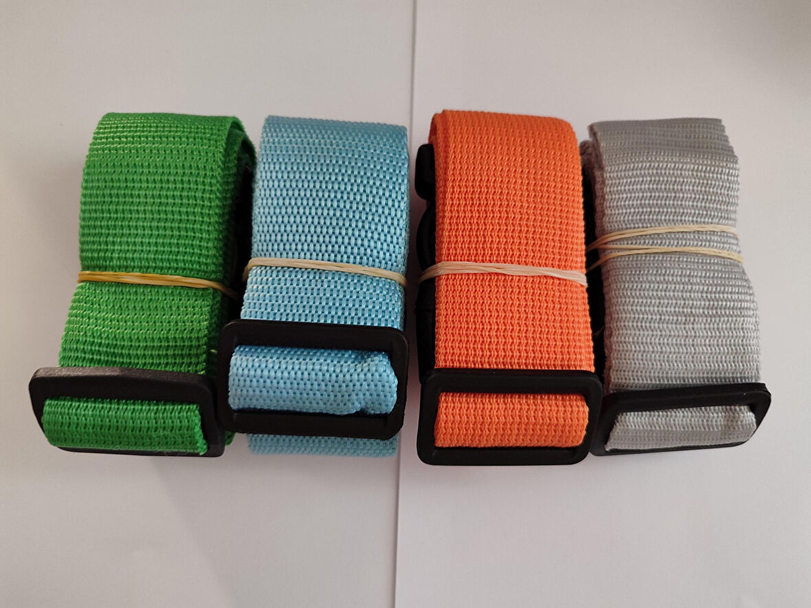 Yeşil, Turkuaz, Turuncu ve Gri Renk Valiz Kemeri 4 Cm toplam 4 Adet
