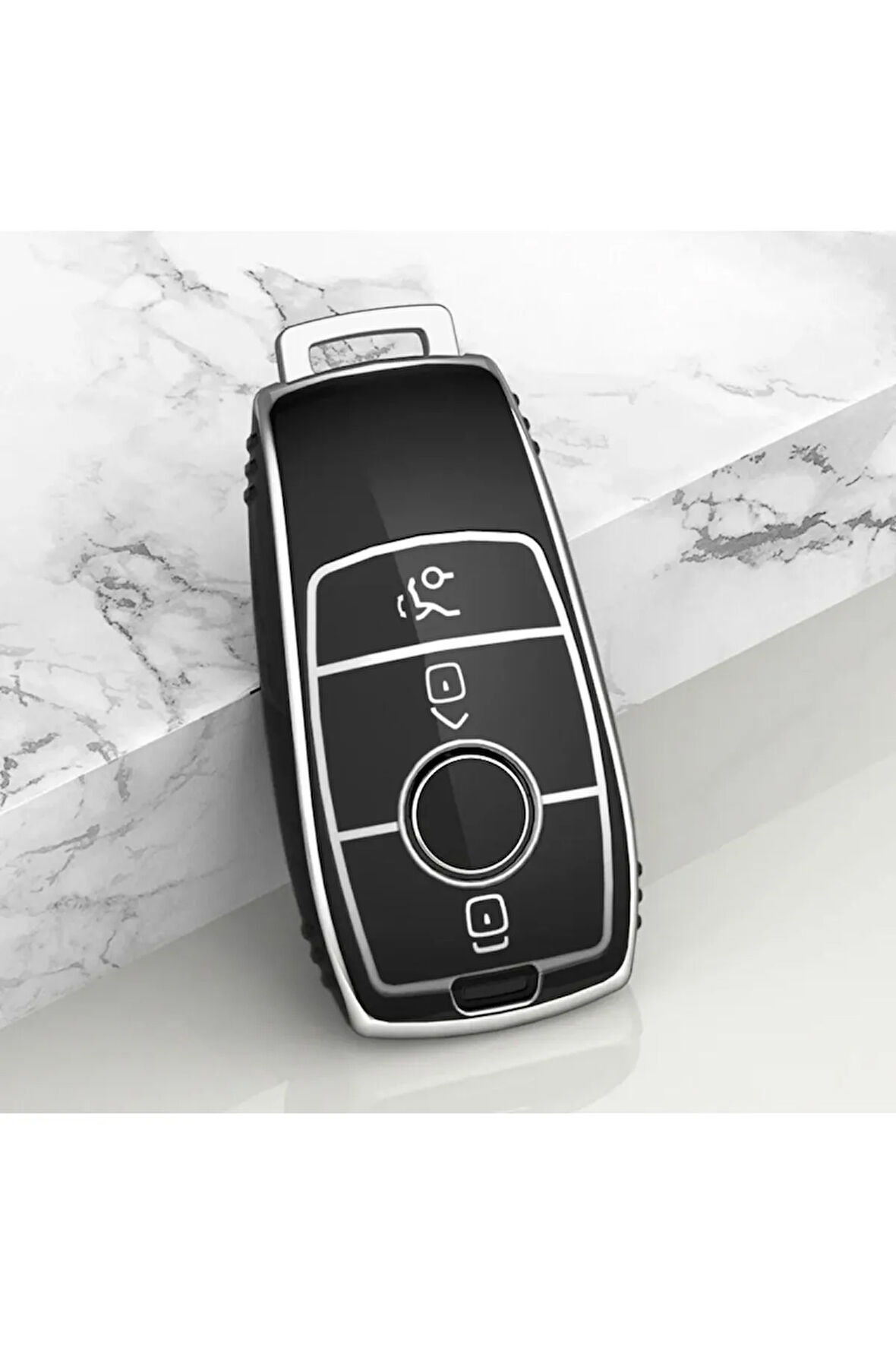 Mercedes Benz 2015 üzeri Anahtar Kılıfı Siyah Gümüş Renk