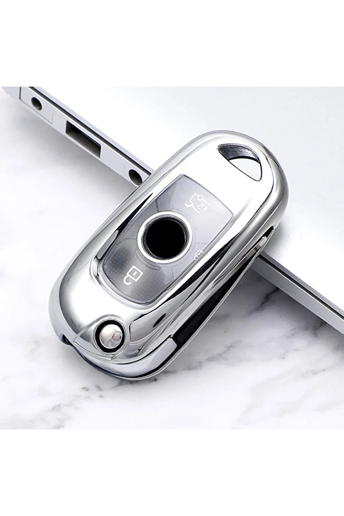 Opel Astra K Sustalı Tip Anahtar Koruma Kılıfı Gümüş Renk