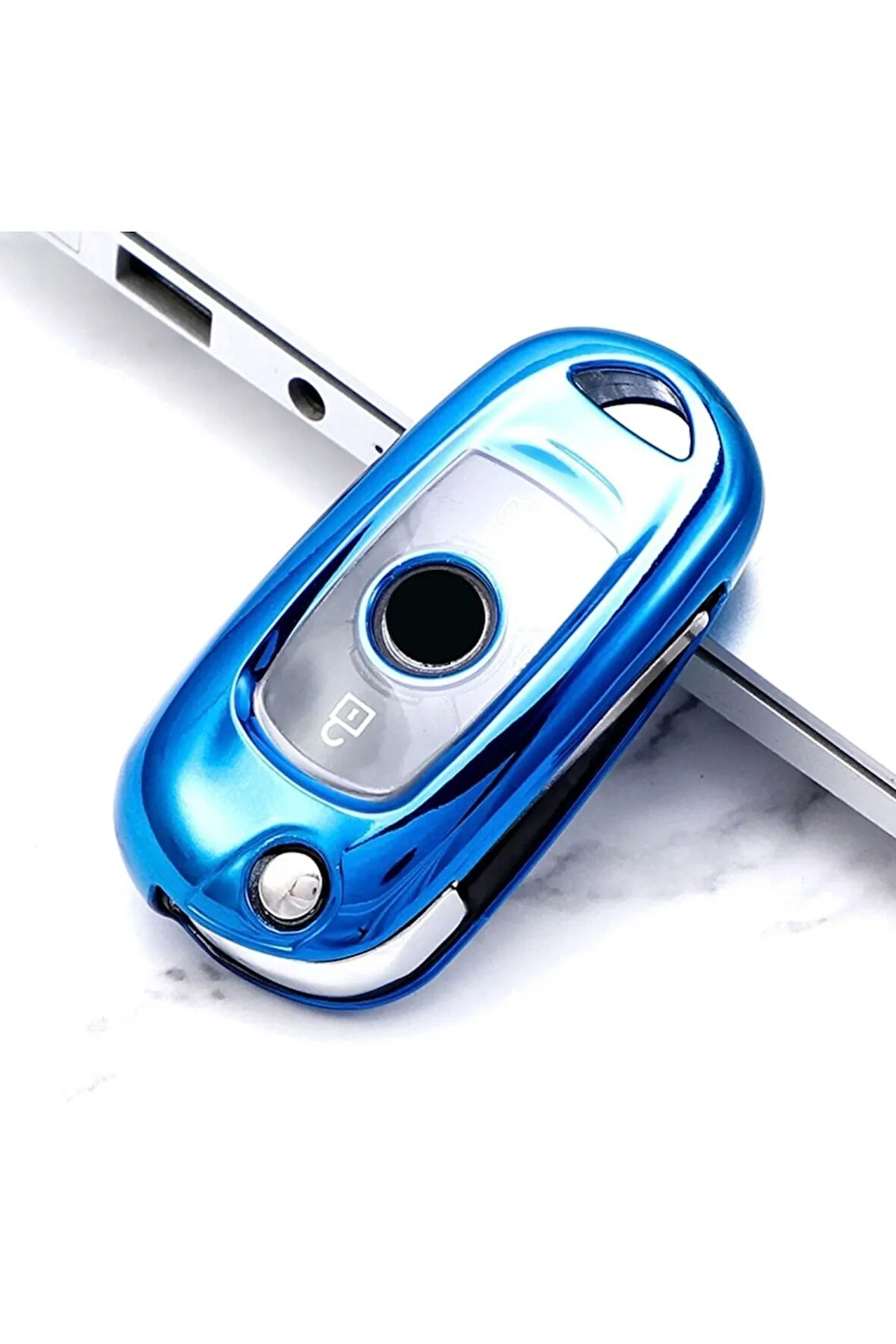 Opel Astra K Sustalı Tip Anahtar Koruma Kılıfı Mavi Renk