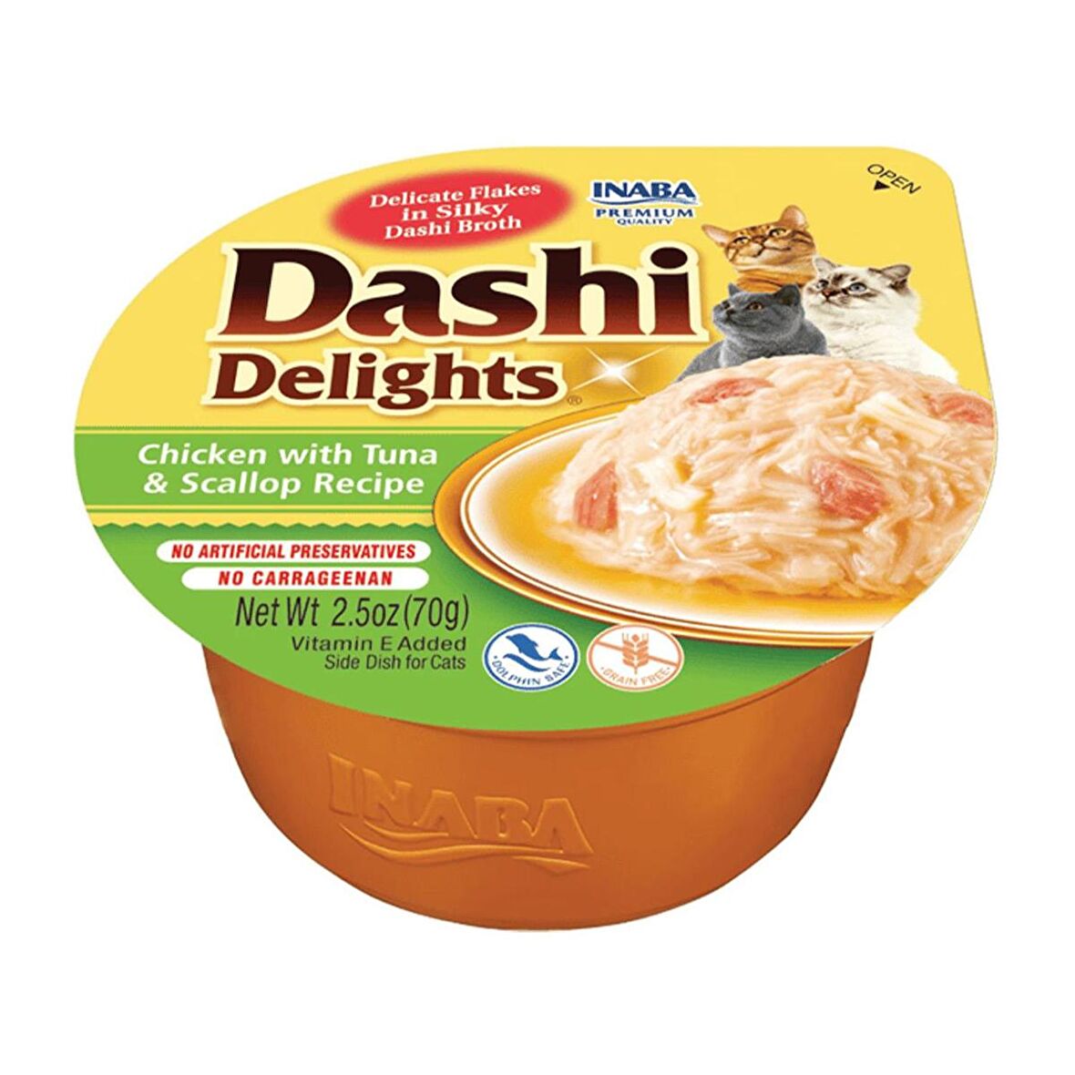 INABA Dashi Delights Tavuk, Ton Balığı & Deniz Taraklı Kedi Çorbası 70 Gr