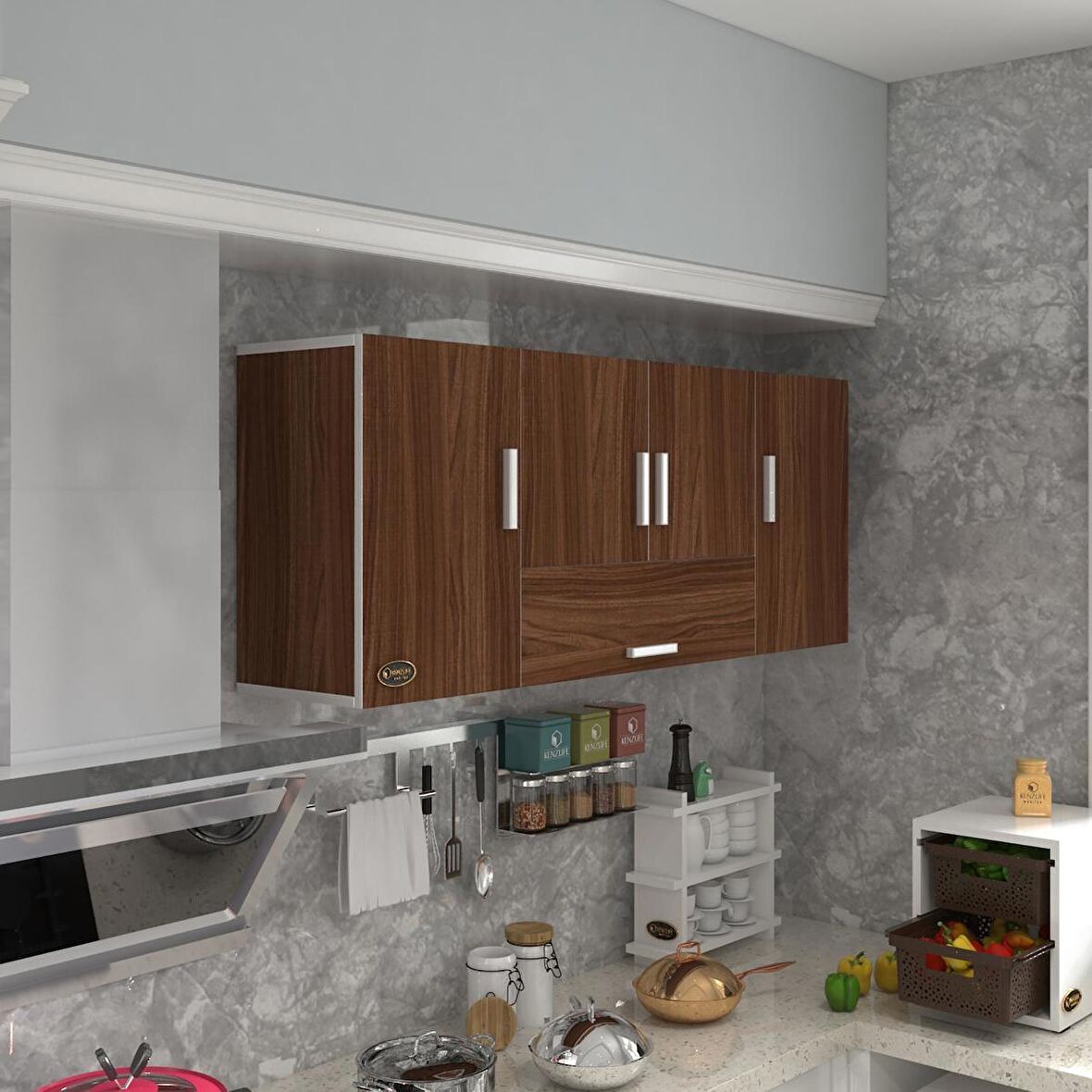 Kenzlife hazır mutfak acus32 cvz 060*150*32 mutfak banyo dolabı kapaklı raflı