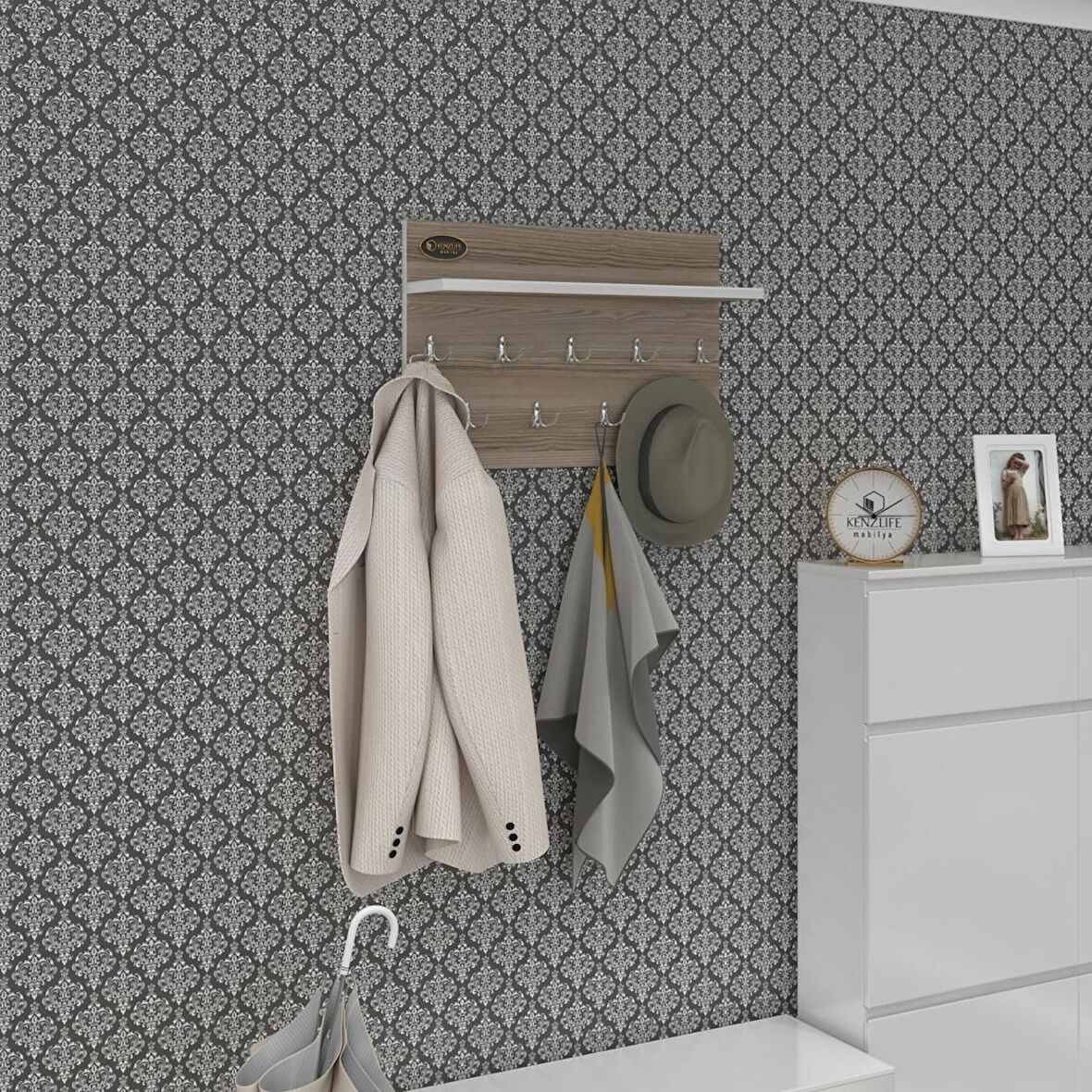 Kenzlife elbise askılığı akasya crd vestiyer portmanto askı askılık