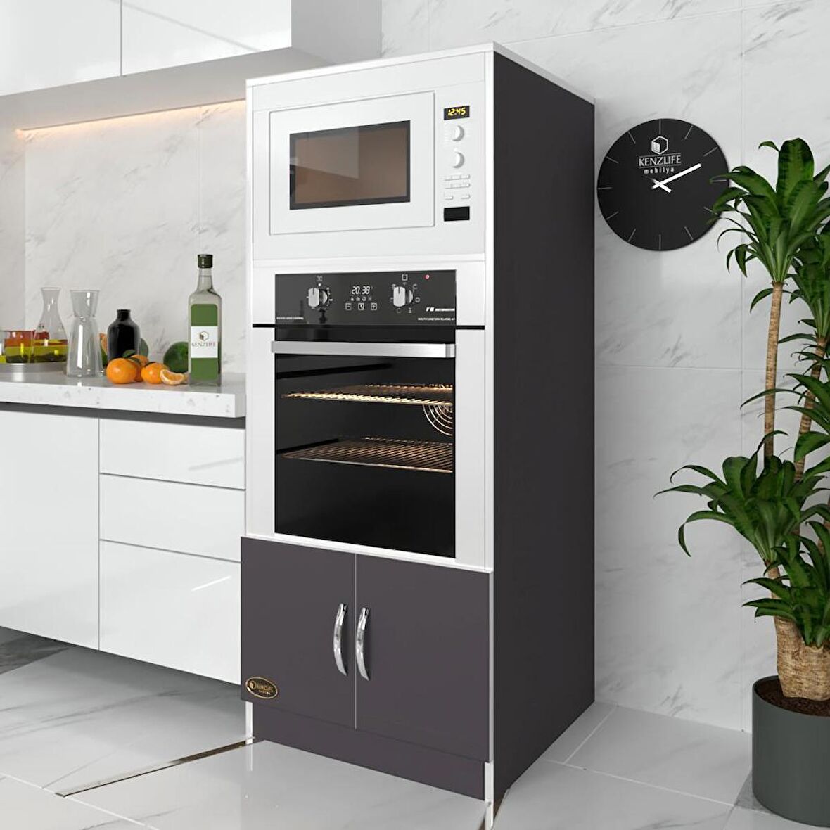 Kenzlife ankastre fırın dolabı ahsen gri mutfak banyo kiler ofis kitaplık