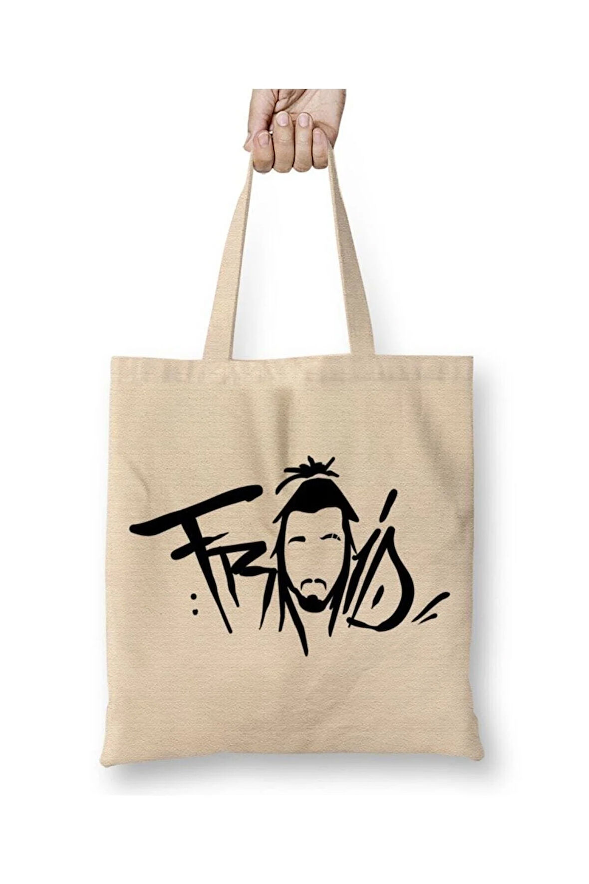 Froid Beyaz Bez Çanta Uzun Saplı Alışveriş Çantası Plaj Çantası