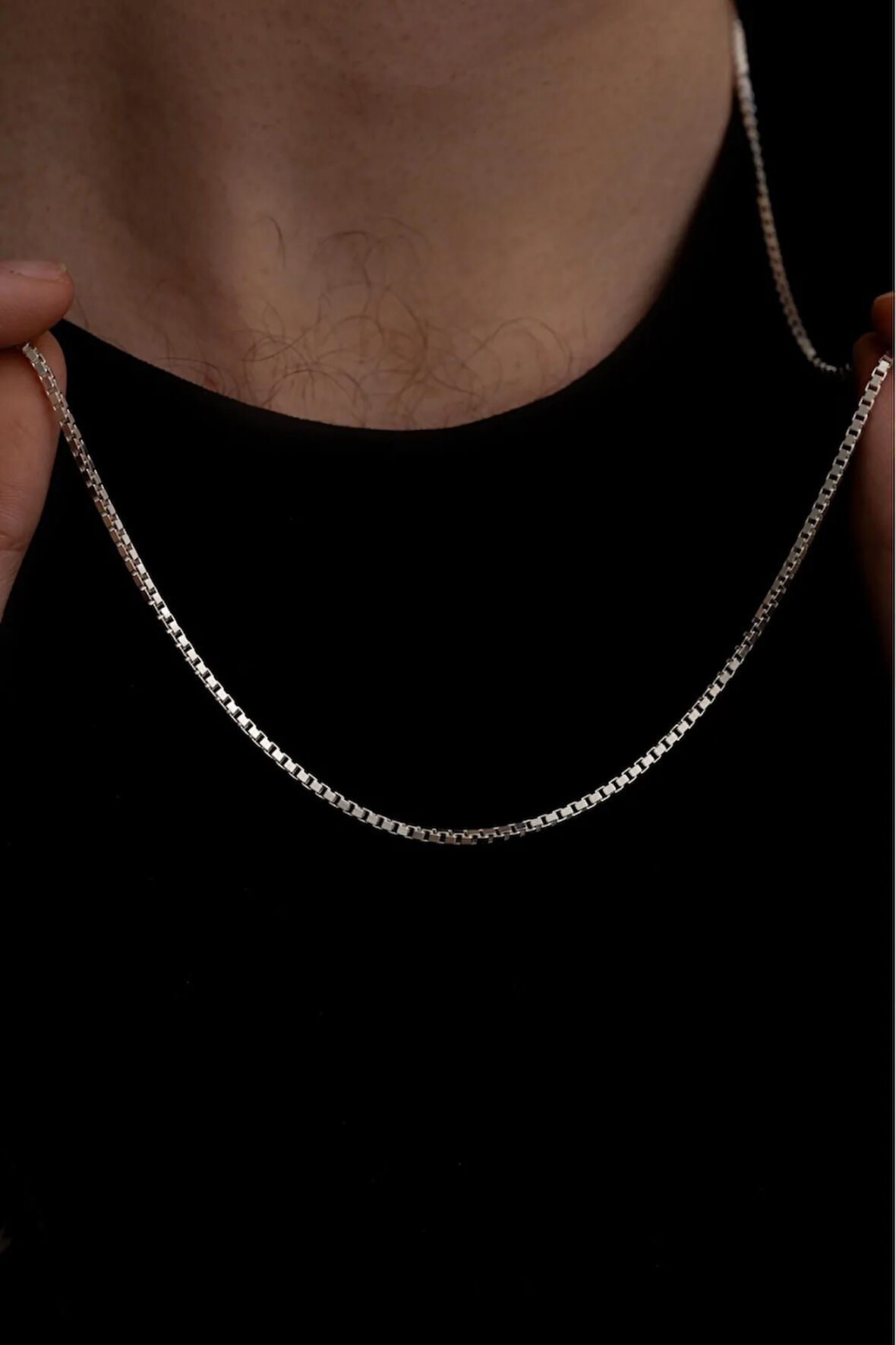 Erkek Gümüş Kolye - 925 Ayar Küp Zincir Gümüş Kolye 2mm