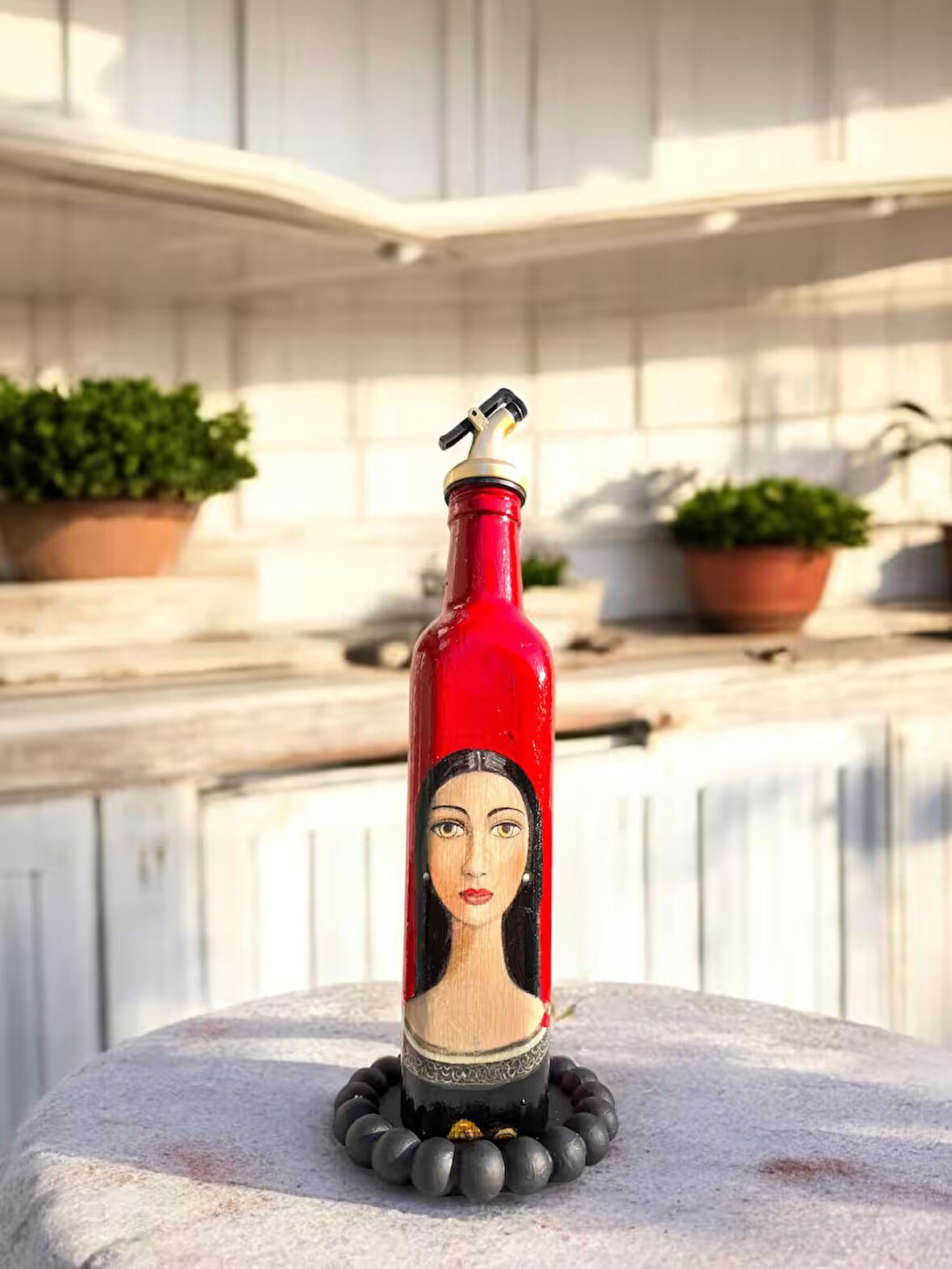 500 ML El Yapımı  Kadın Portreli Cam Yağdanlık | Sosluk, Sirkelik, Mutfak & Sofra Aksesuarı, Sunum