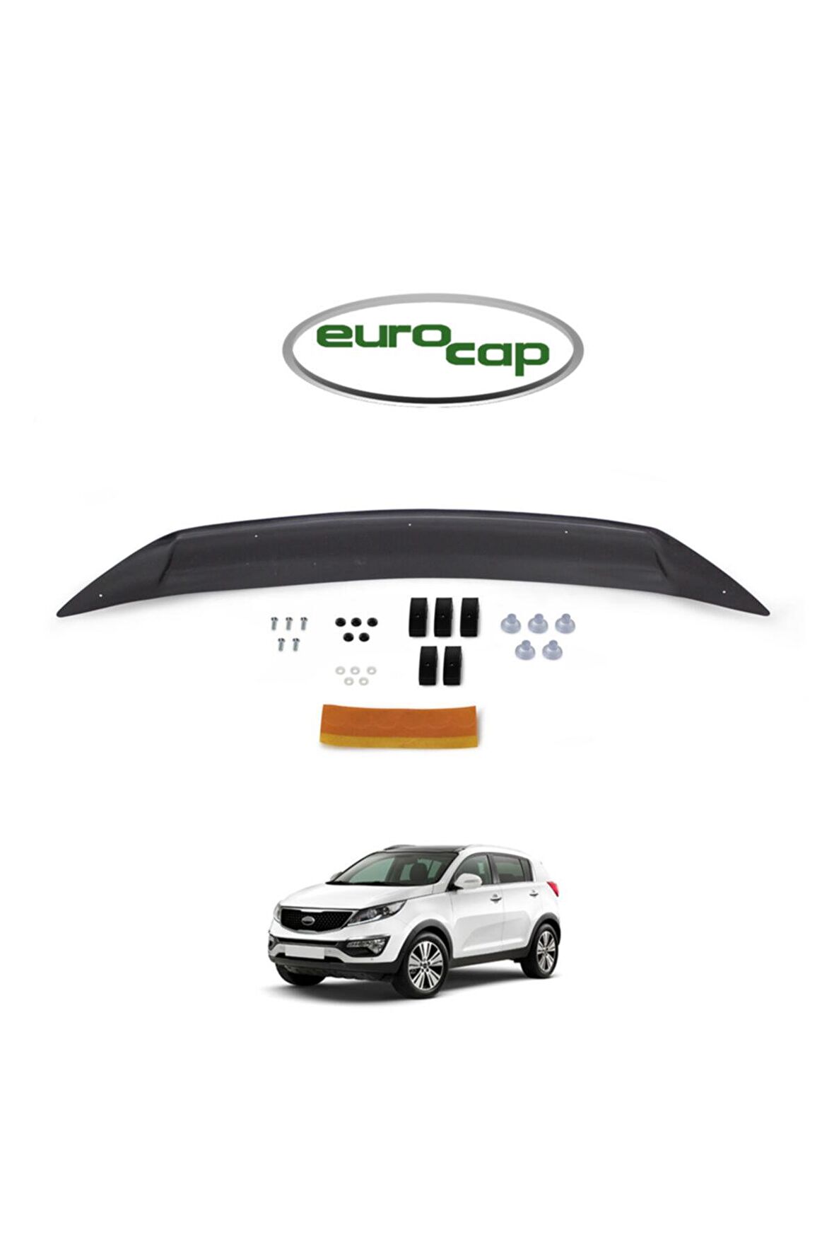 Kia Sportage Ön Kaput Koruma Rüzgarlığı 3mm Akrilik (ABS) Parlak Siyah Deflektör 2011-2015