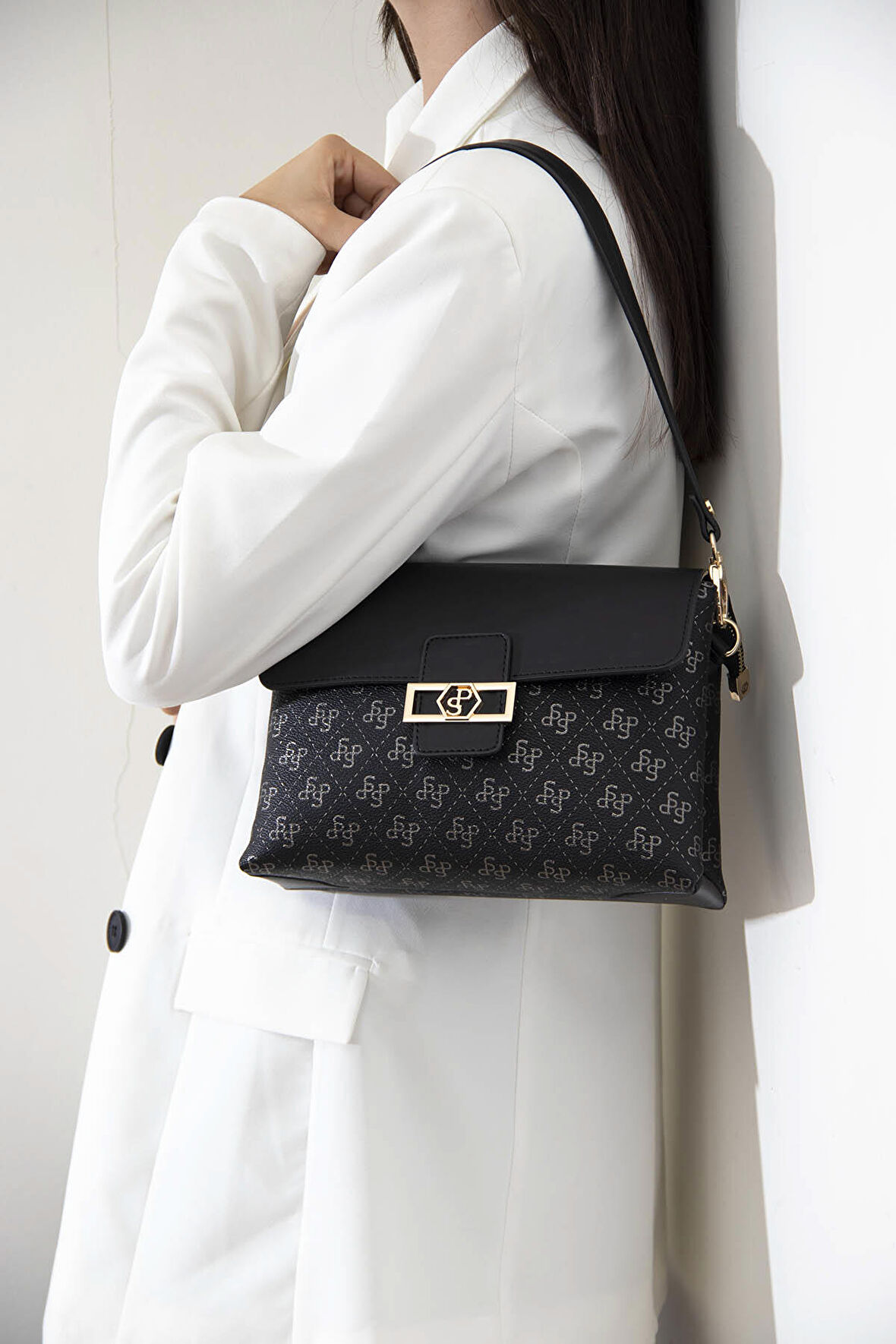 Silver Polo  Kadın Çapraz Çanta 1101-42760 ÇAPRAZ Kadın ÇANTASI M178 SİYAH PLATİN-MAT SİYAH