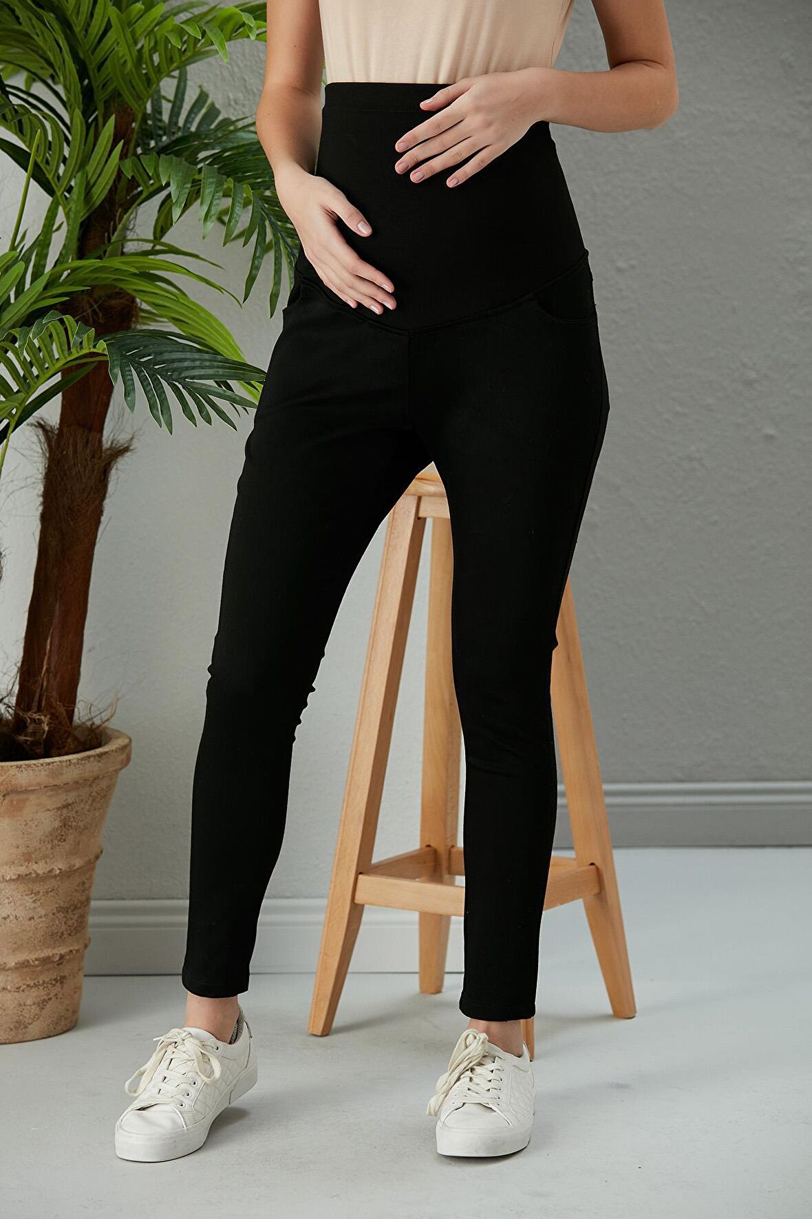 IŞŞIL 5034-Bilek Boy Pamuk Lycra Hamile Dar Paça Pantolon