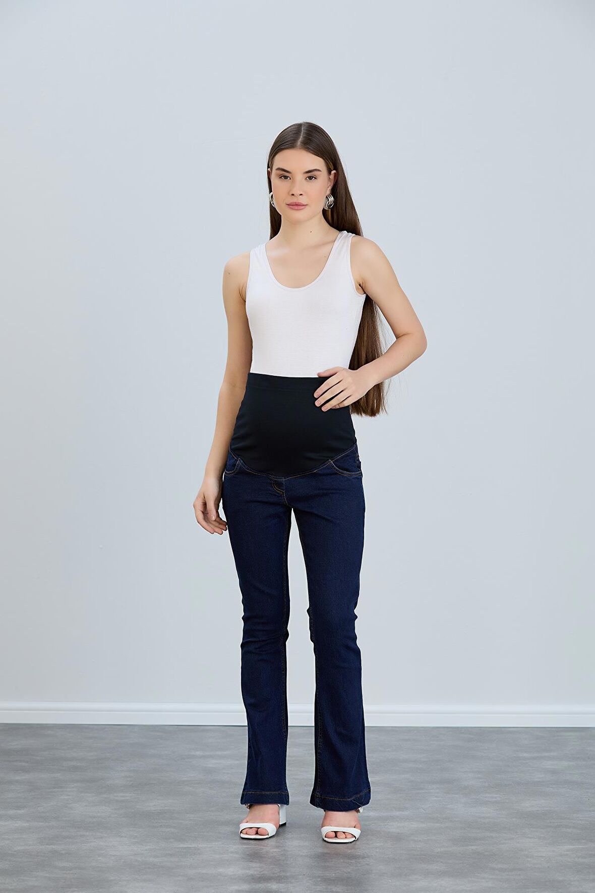 IŞŞIL 4541-ispanyol Paça Lycralı Hamile Kot Pantolon