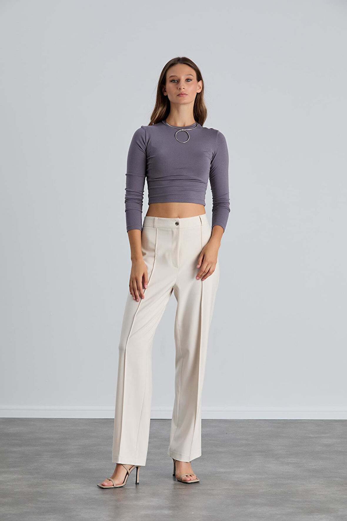 IŞŞIL 4549-Yüksek Bel Çimalı Palazzo Pantolon