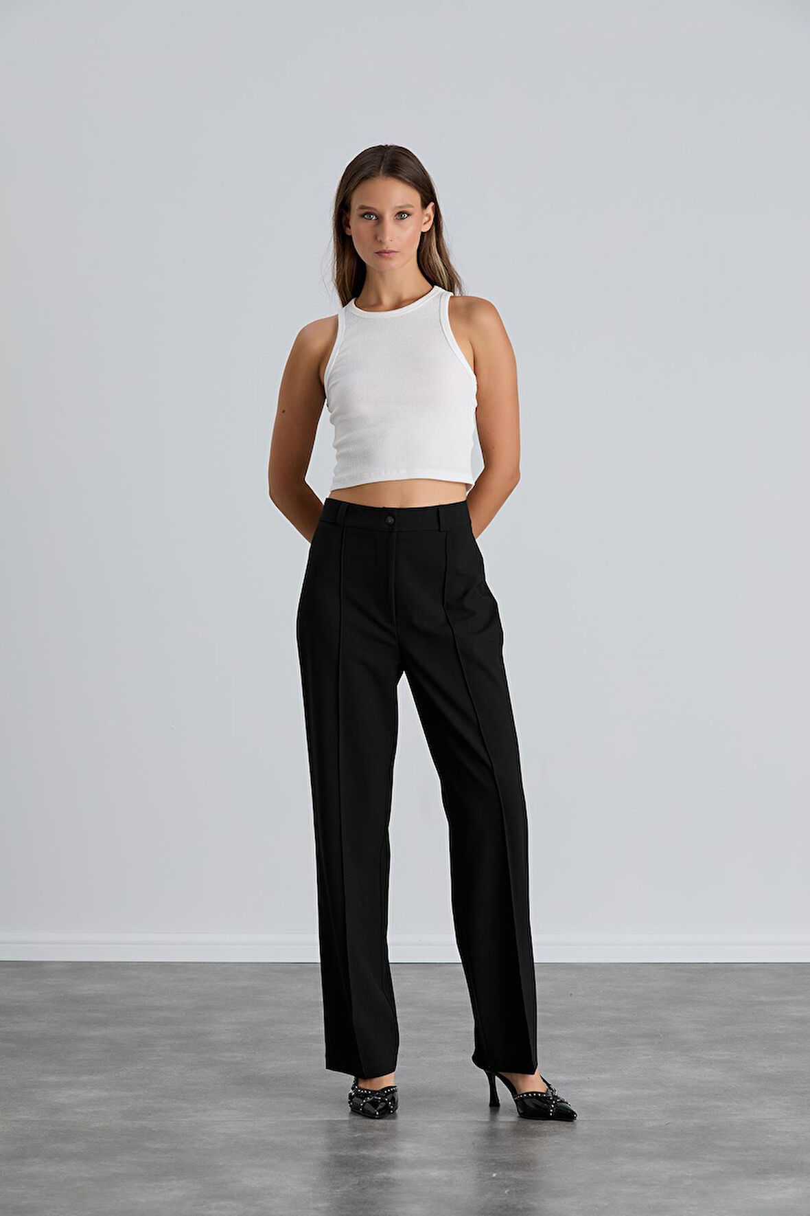 IŞŞIL 4549-Yüksek Bel Çimalı Palazzo Pantolon