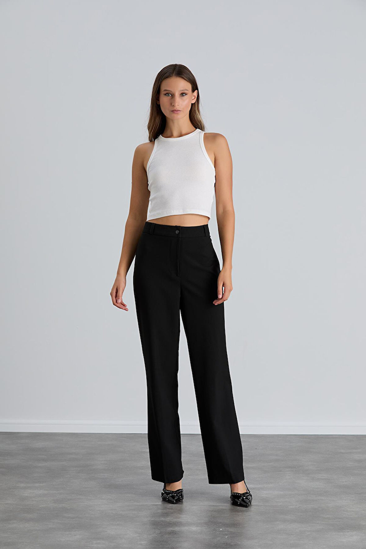 IŞŞIL 4550-Yüksek Bel Cepsiz Palazzo Pantolon