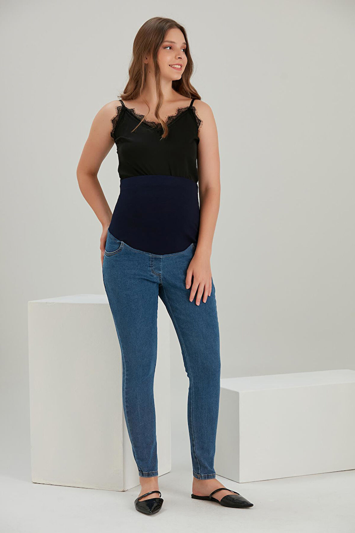 IŞŞIL 5036-Bilek Boy  Esnek Hamile Kot Pantolon