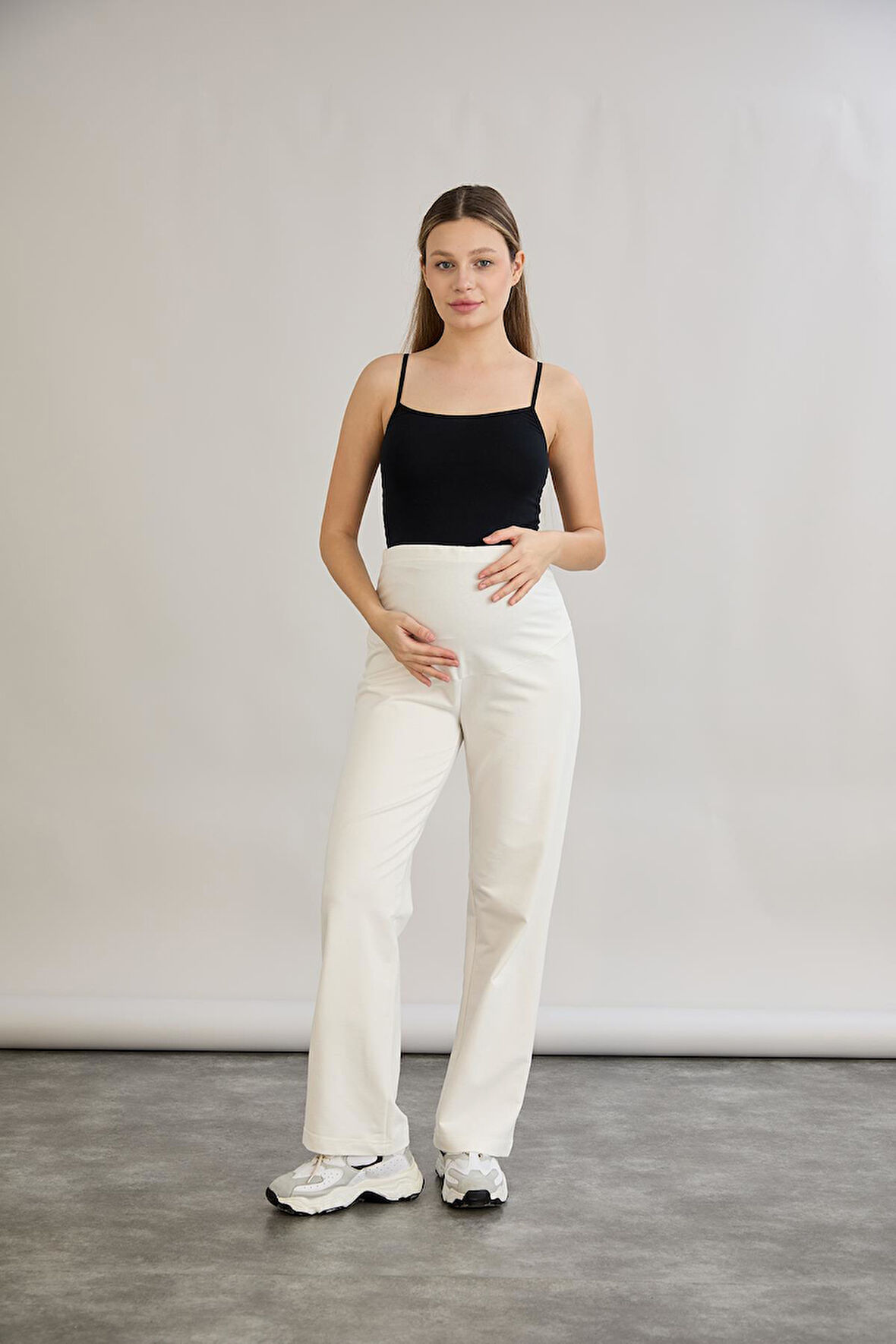 IŞŞIL 4555-İki İplik Lycra Penye Hamile Boru Paça Pantolon