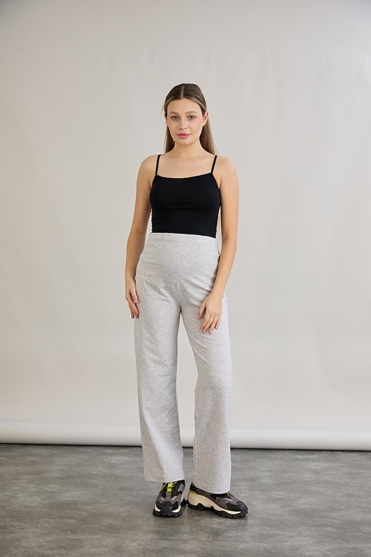 IŞŞIL 4555-İki İplik Lycra Penye Hamile Boru Paça Pantolon