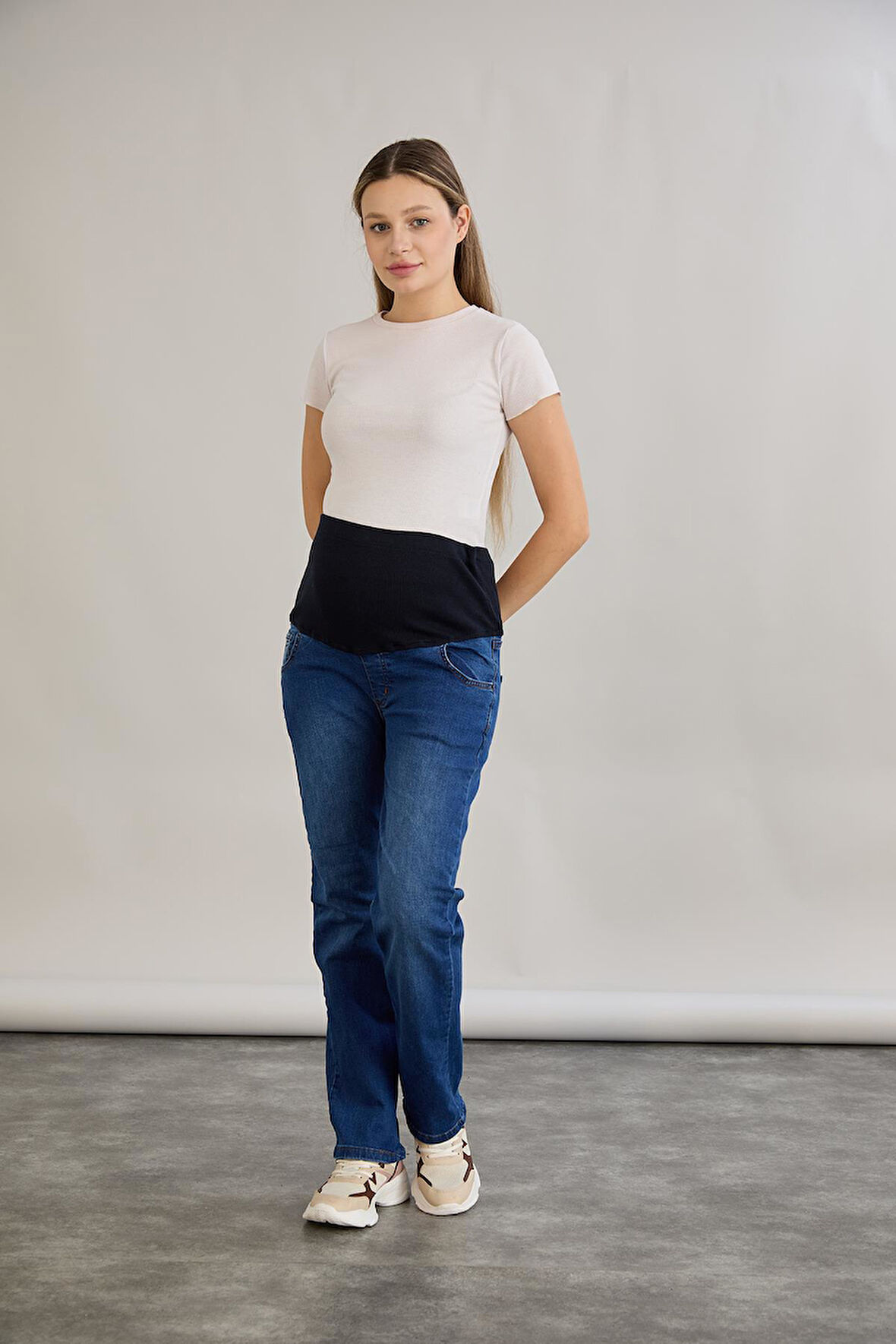 IŞŞIL 4557-Boru Paça Elestan Hamile Giyim Kot Pantolon