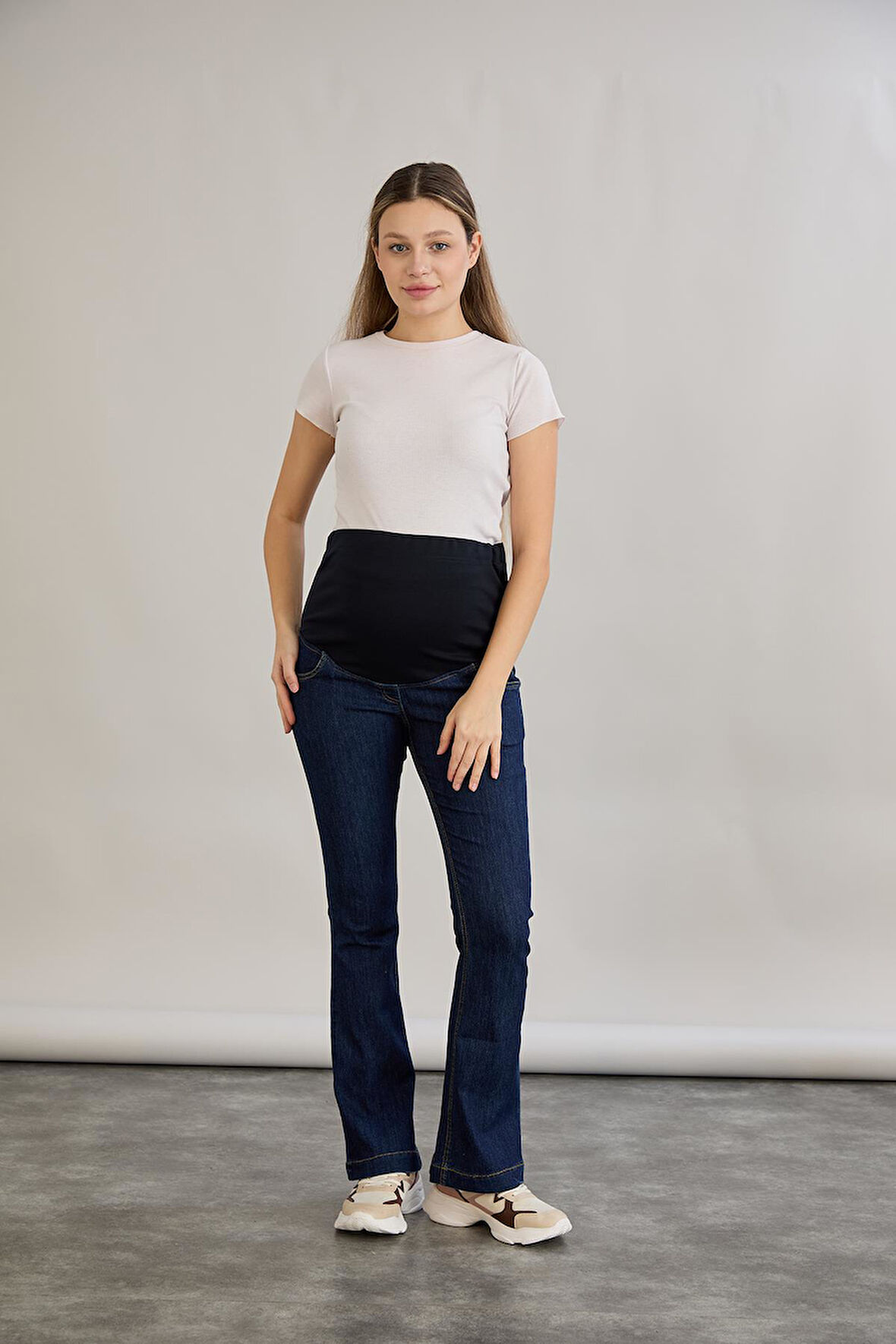 IŞŞIL 4558-Hamile Esnek Karın Bantlı İspanyol Paça Kot Pantolon