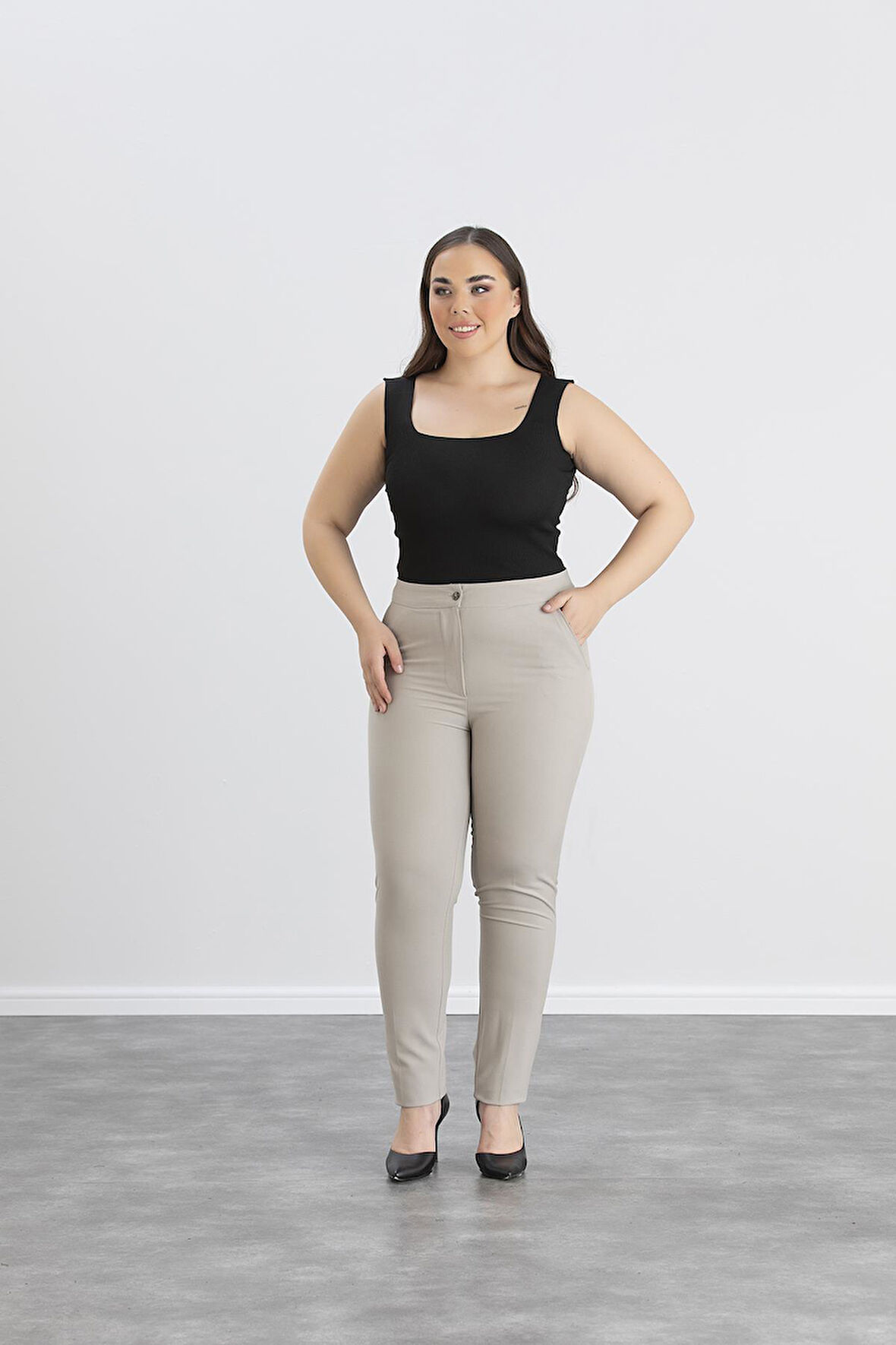 IŞŞIL 4551-Büyük Beden Kadın-Kız Kumaş Pantolon