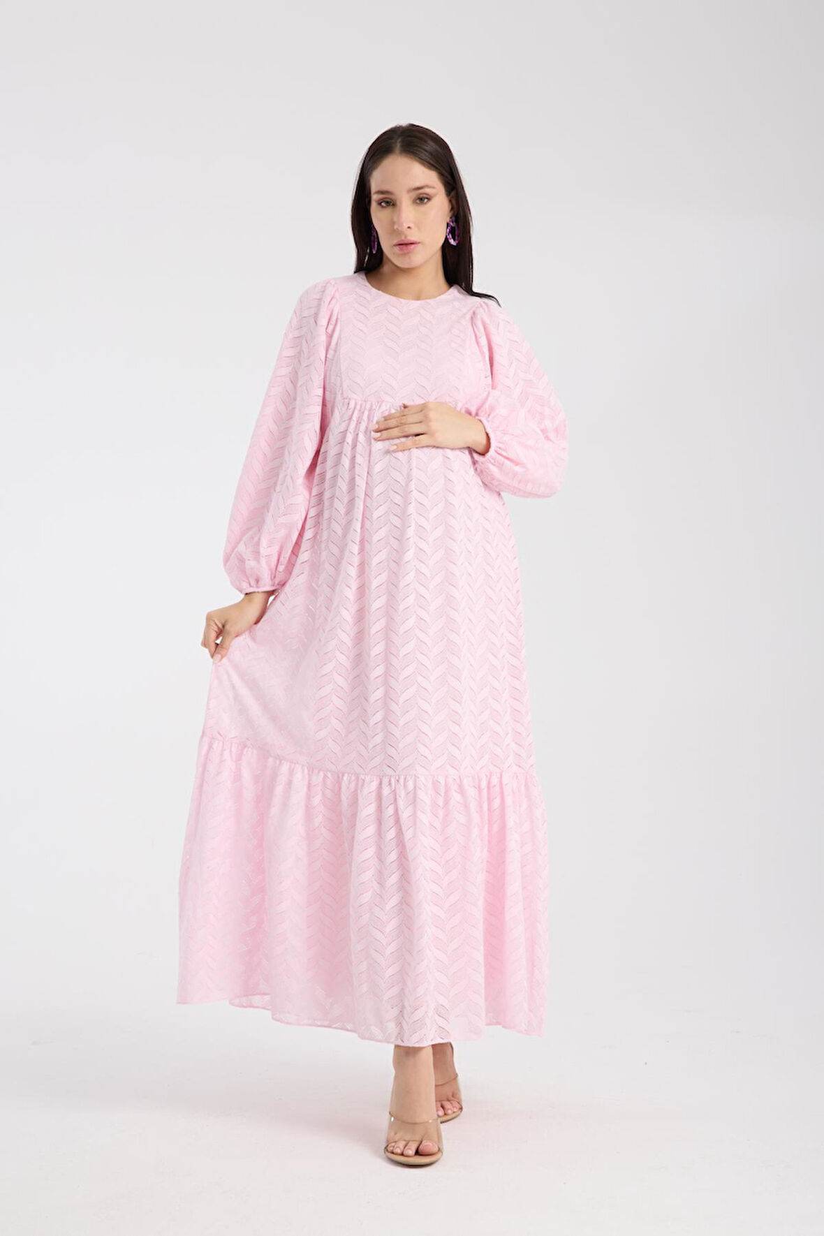 IŞŞIL 34548-Hamile Giyim OverSize Dantel Hamile Elbise