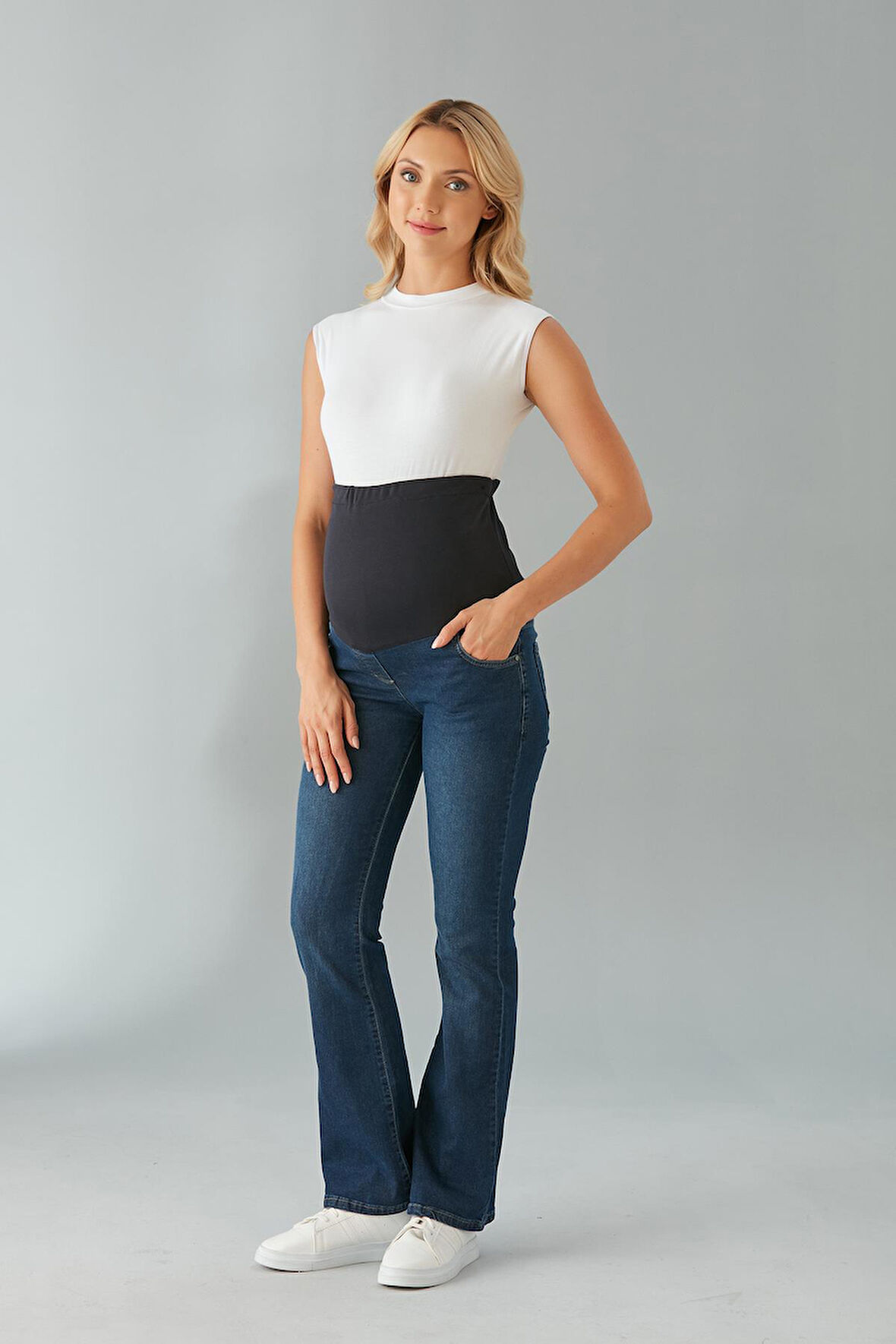 IŞŞIL 615-Hamile Karın Bandlı Lycra İspanyol Paça Kot Pantolon