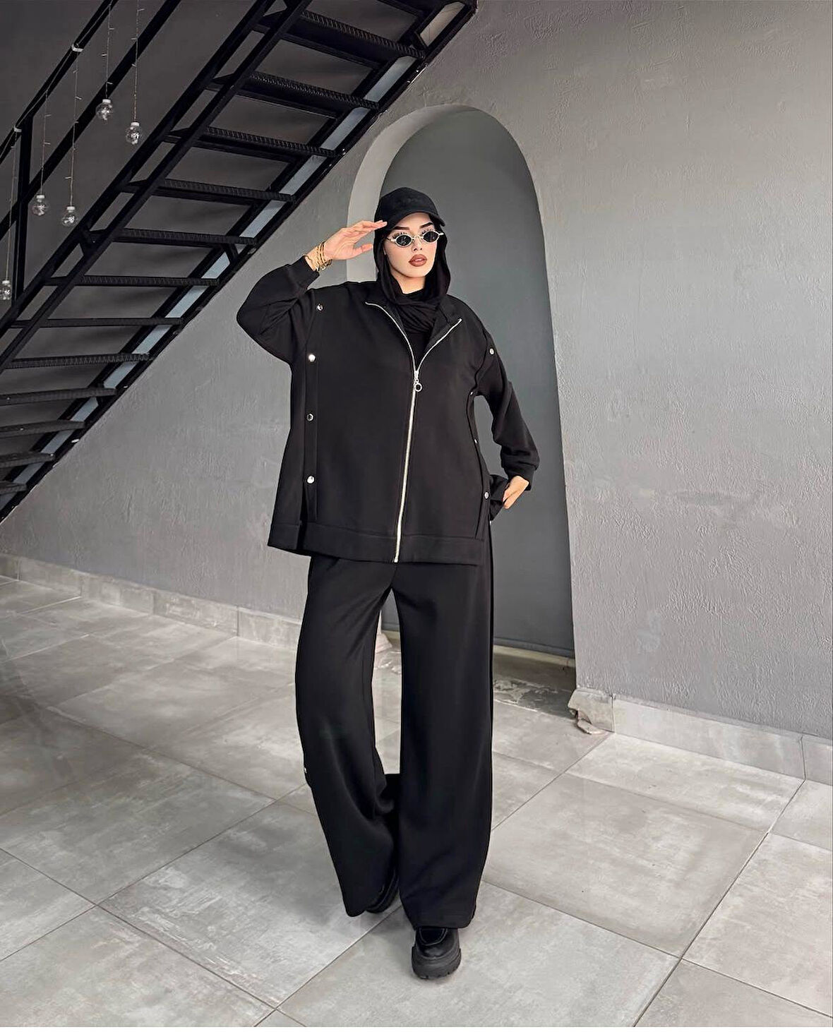 IŞŞIL 72068-Hakim Yaka Metal Düğmeli Esnek Penye Pantolon Takım