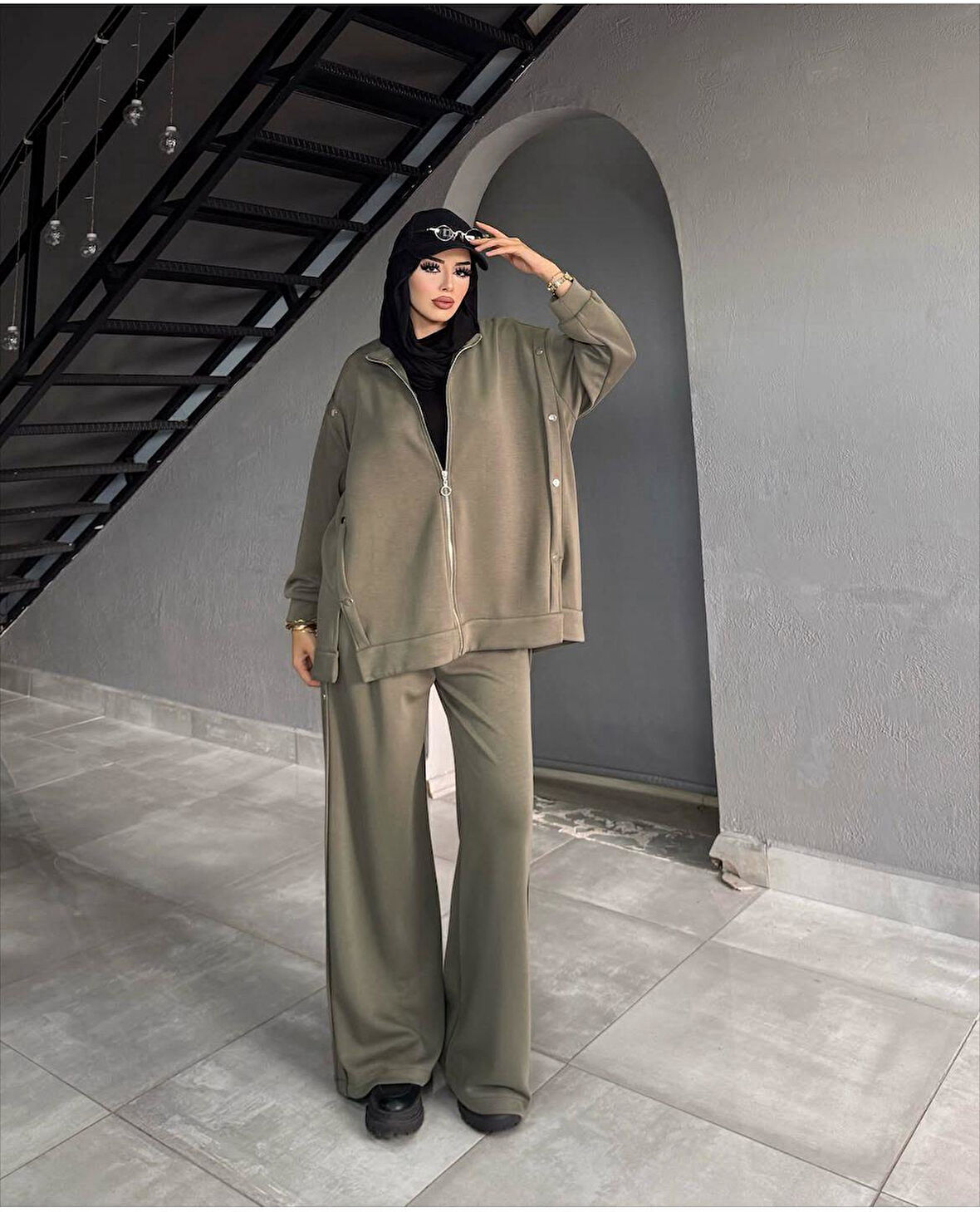 IŞŞIL 72068-Hakim Yaka Metal Düğmeli Esnek Penye Pantolon Takım