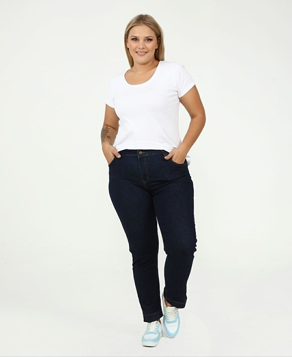 IŞŞIL 540-Büyük Beden Bilek Boy Esnek Kot Pantolon