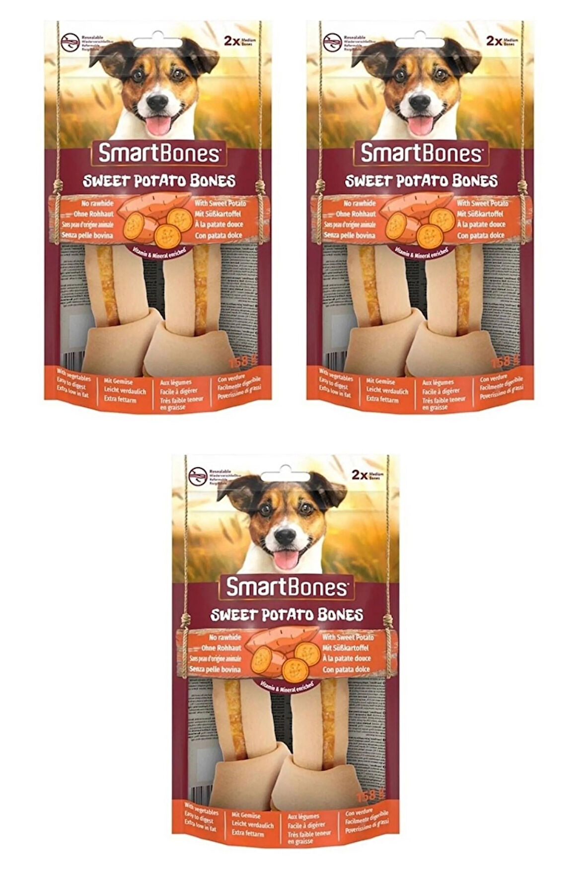 Smartbones Tavuklu ve Tatlı Patatesli Medium Kemik 2 Li 128 Gr. X 3 Adet