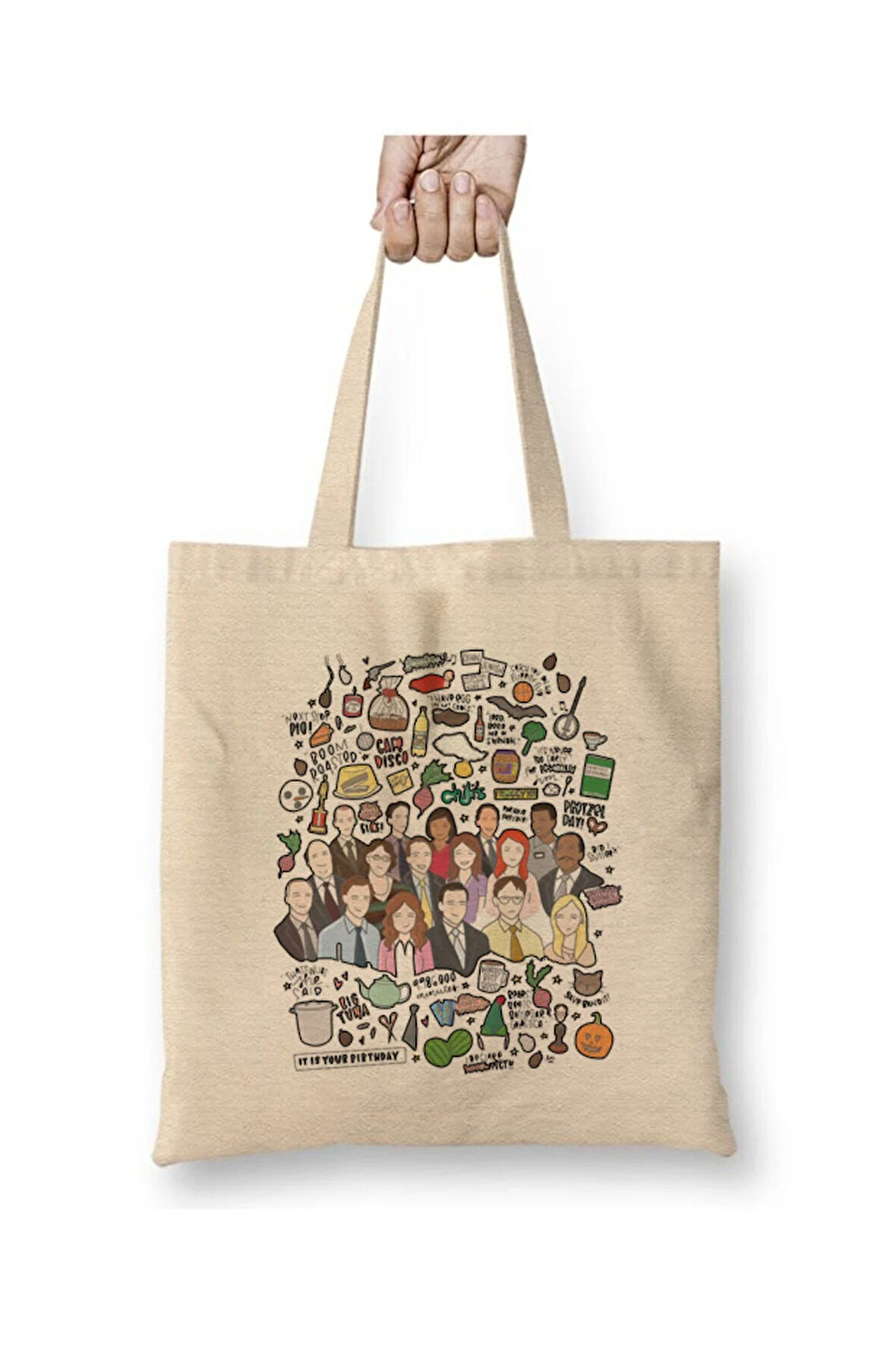 The Office Karakterler Bez Çanta Uzun Saplı Alışveriş Çantası Plaj Çantası