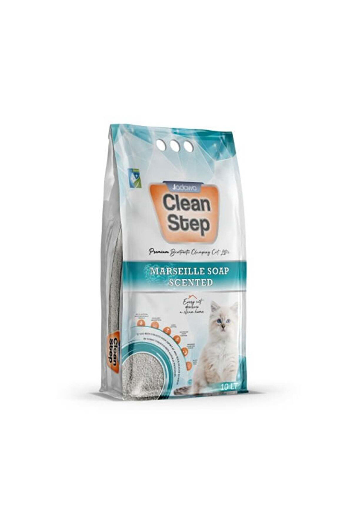 Clean Step Aktif Karbonlu Marsilla Kokulu İnce Taneli Topaklanan Bentonit Kedi Kumu 5 Lt - JDW-CS01