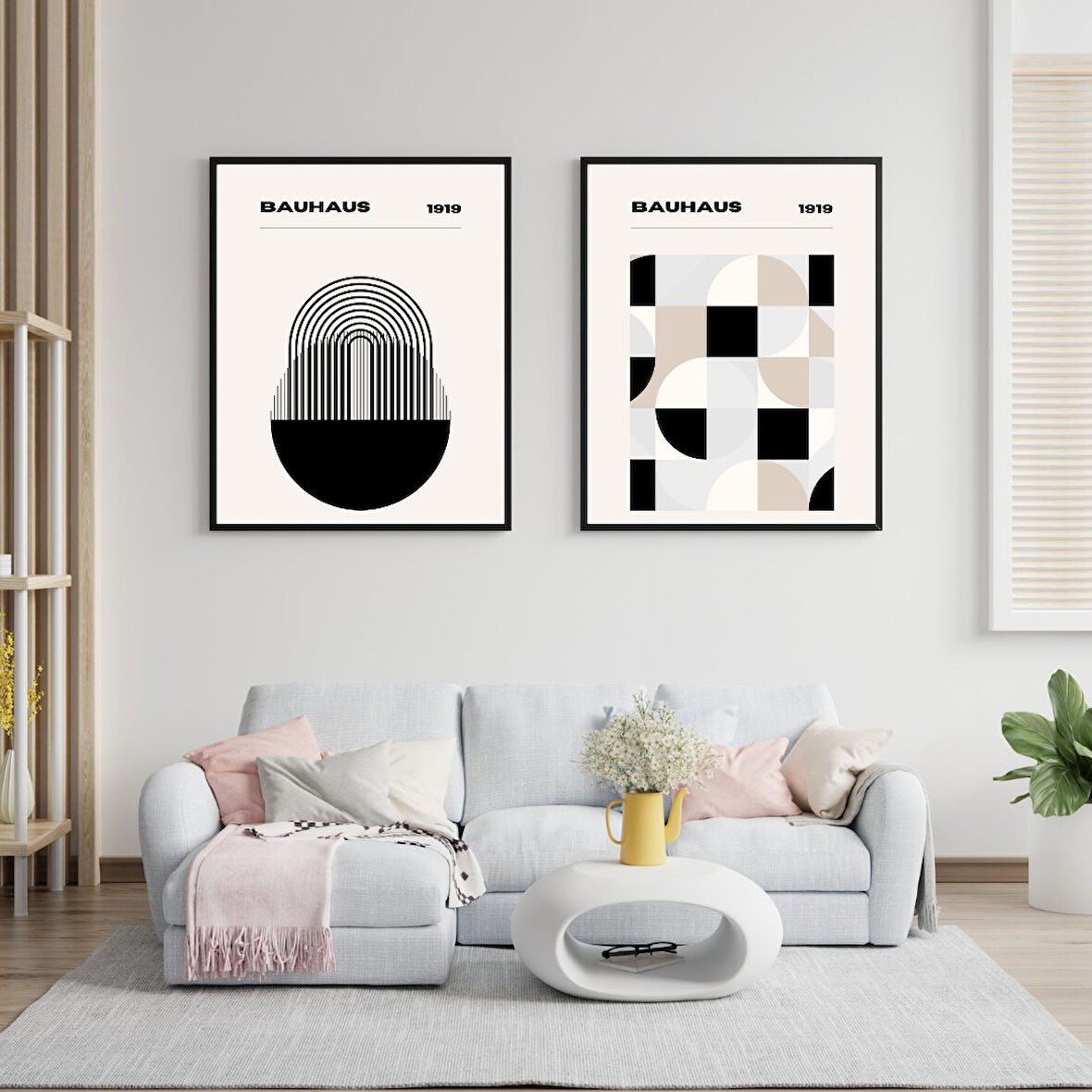 Bauhaus Minimalist  Duvar Tablosu Çerçeveli 2'li Set