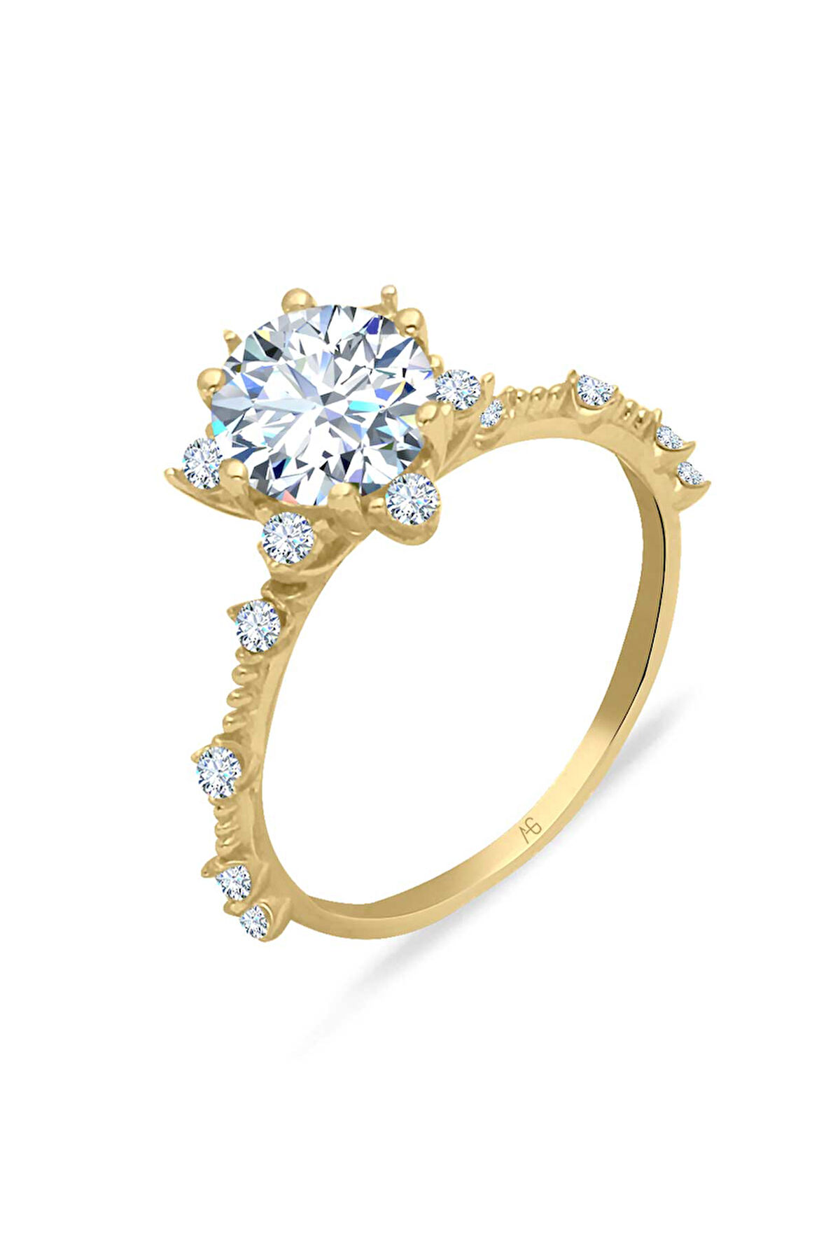 Sarı Altın Tektaş Tasarım Yüzük