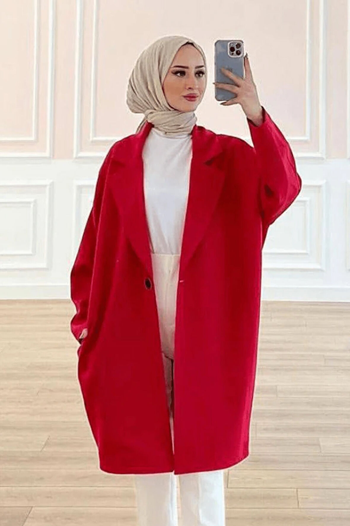 Arelis Düğme Detay Uzun Blazer Ceket TNS-4296