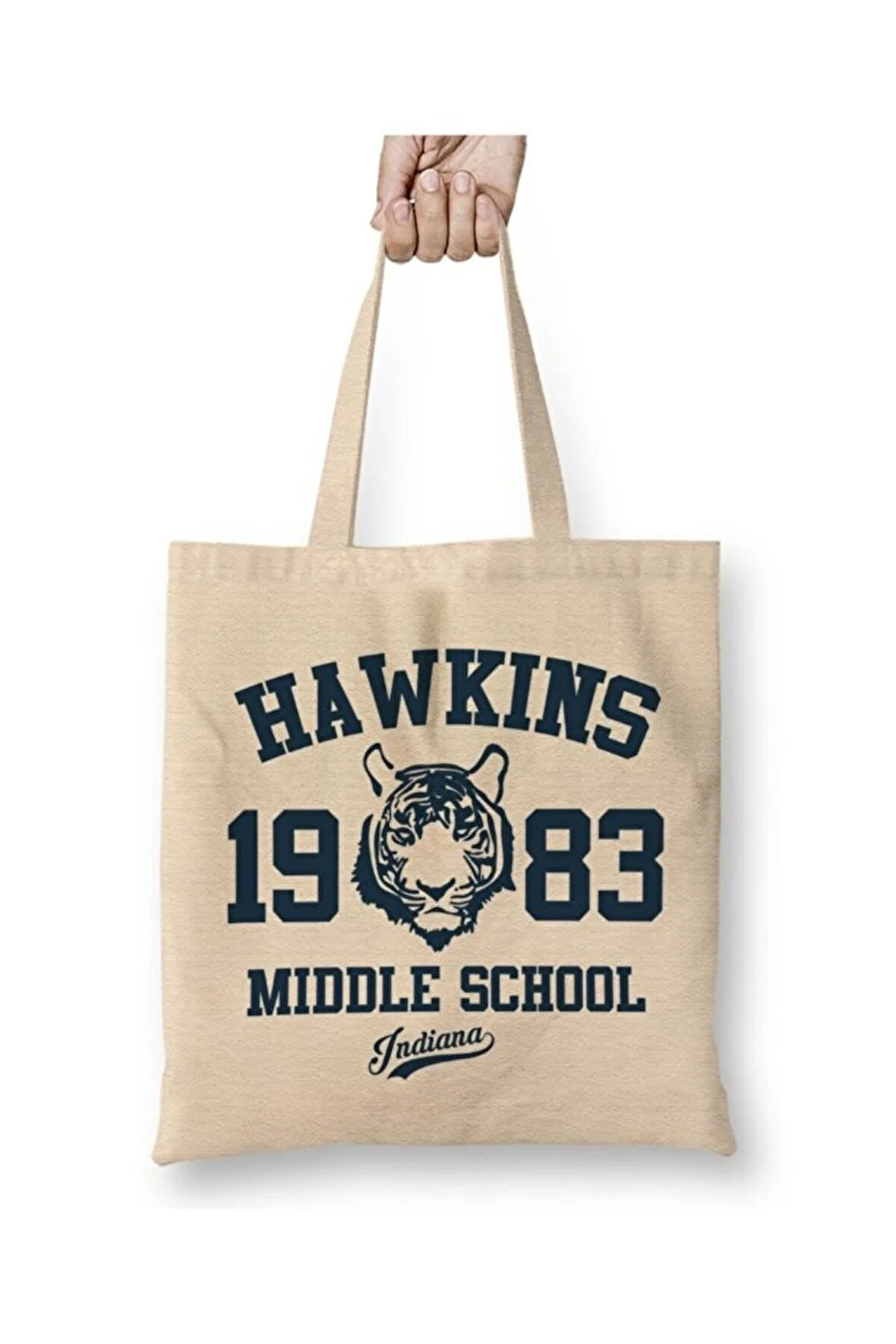 Hawkins Middle School Stranger Things Bez Çanta Uzun Saplı Alışveriş Çantası Plaj Çantası