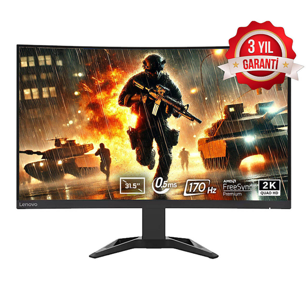 Lenovo G32QC-30 A22315QG0 31.5 inç 170Hz 0.5ms 2K QHD FreeSync Premium VA Kavisli Gaming Monitör