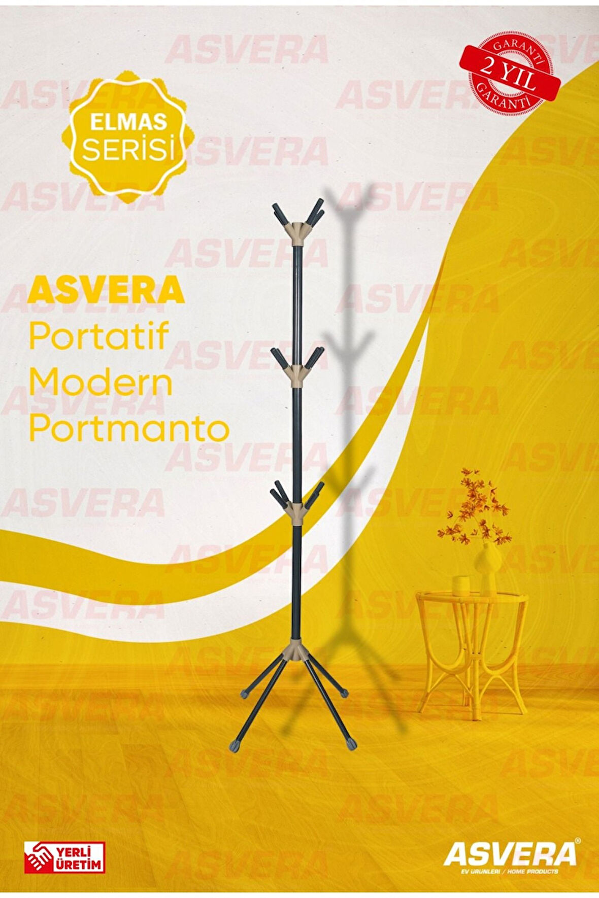 Elmas Serisi - Teak Portatif Modern Portmanto | Ayaklı Askılık | Yerli Üretim