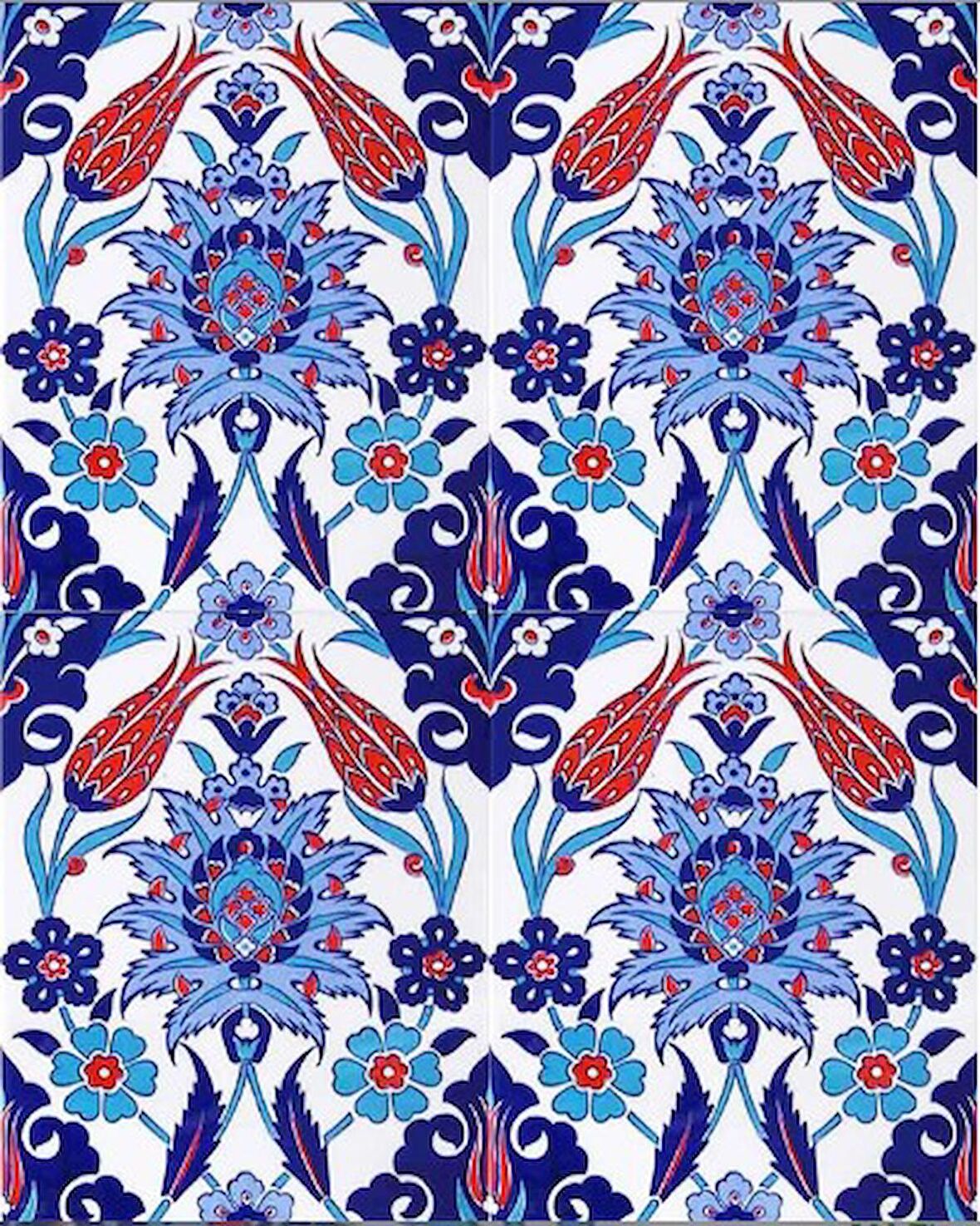 Armada çini 20x25 Cm Ac 1004 Kırmızı Laleli Kütahya Çini Seramik Karo